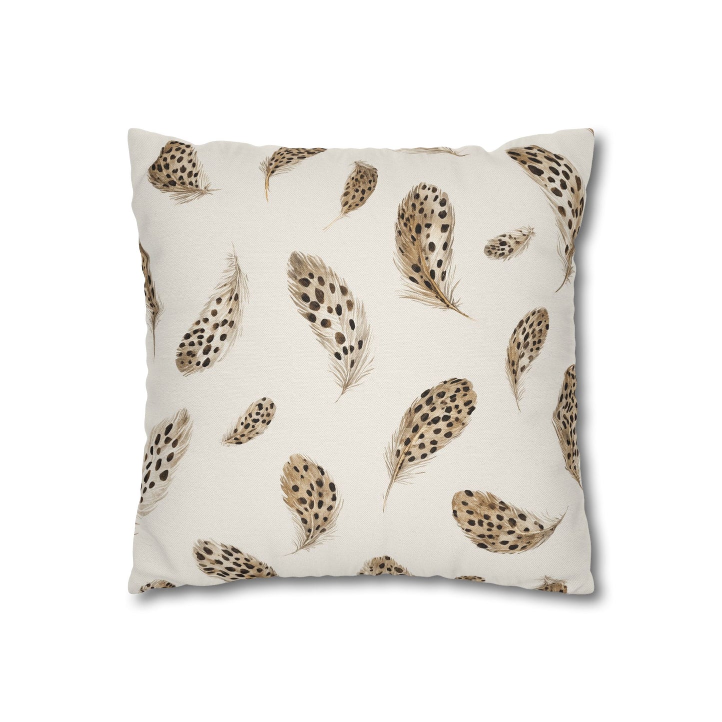 Feather Toss Decorative Pillowcase — Neutral Speckled Feathers Square Throw Pillow Cover