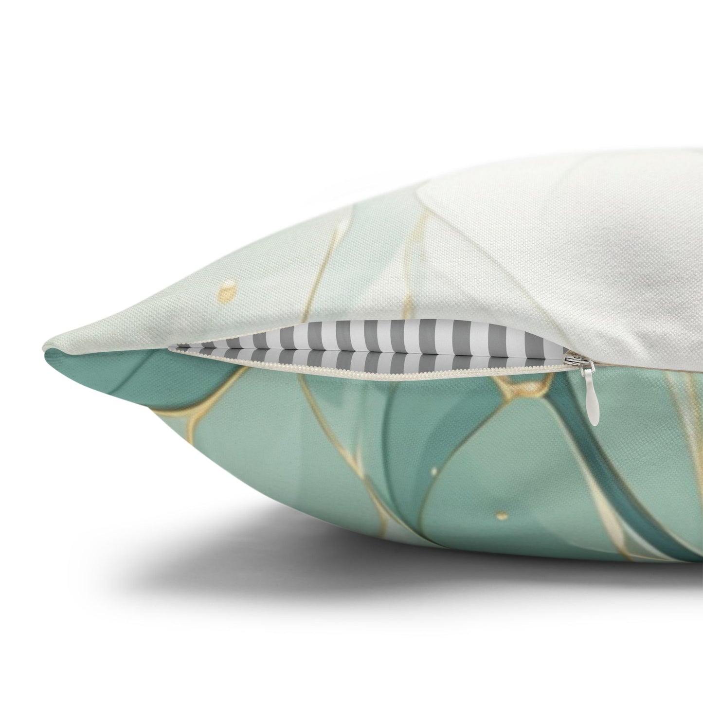 Botanical Teal Floral Square Pillow Cover — Soft Spun Polyester Decorative Throw Pillowcase