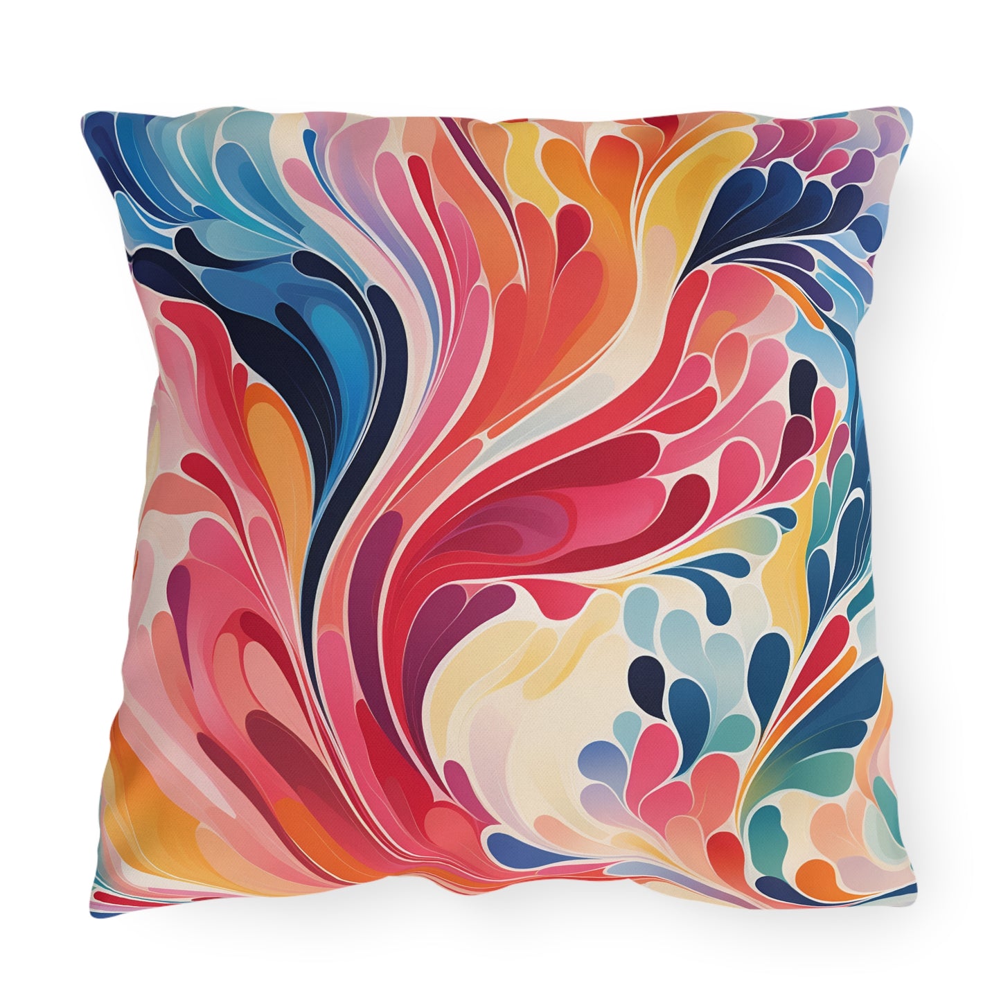 Vibrant Swirl Outdoor Pillow — Colorful Abstract Patio Cushion