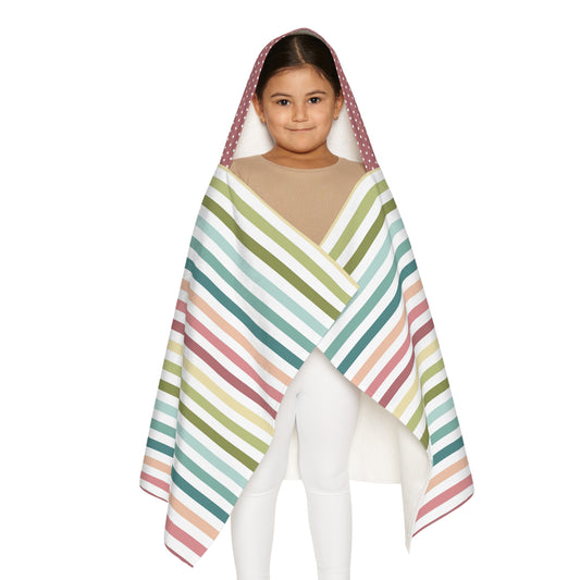 Turquoise Polka Dot Youth Hooded Towel — Striped Hood Beach & Pool Wrap for Kids