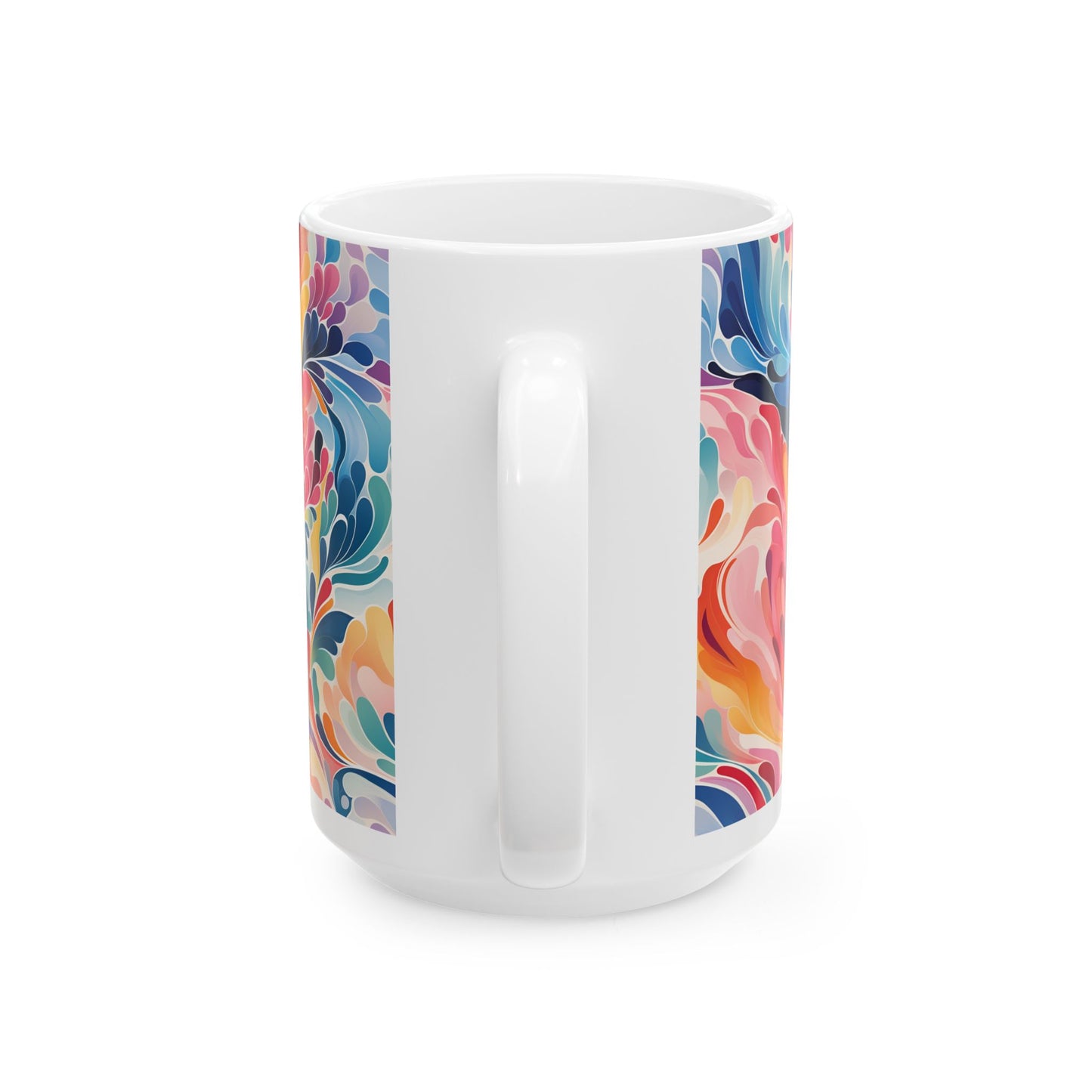 Colorful Abstract Swirl Ceramic Mug — Vibrant 11oz & 15oz Coffee Cup