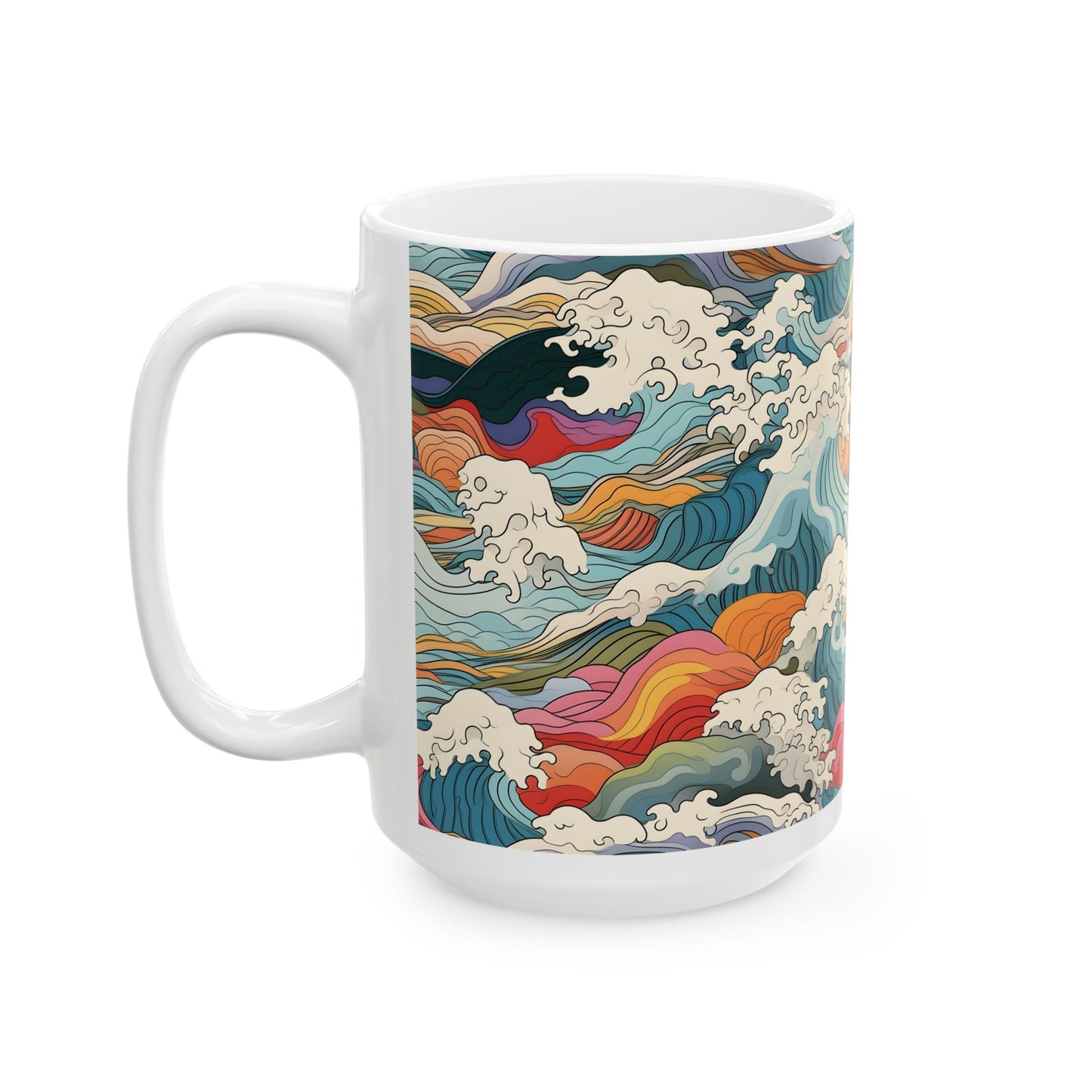 Ceramic Mug — Colorful Abstract Ocean Waves 11oz/15oz