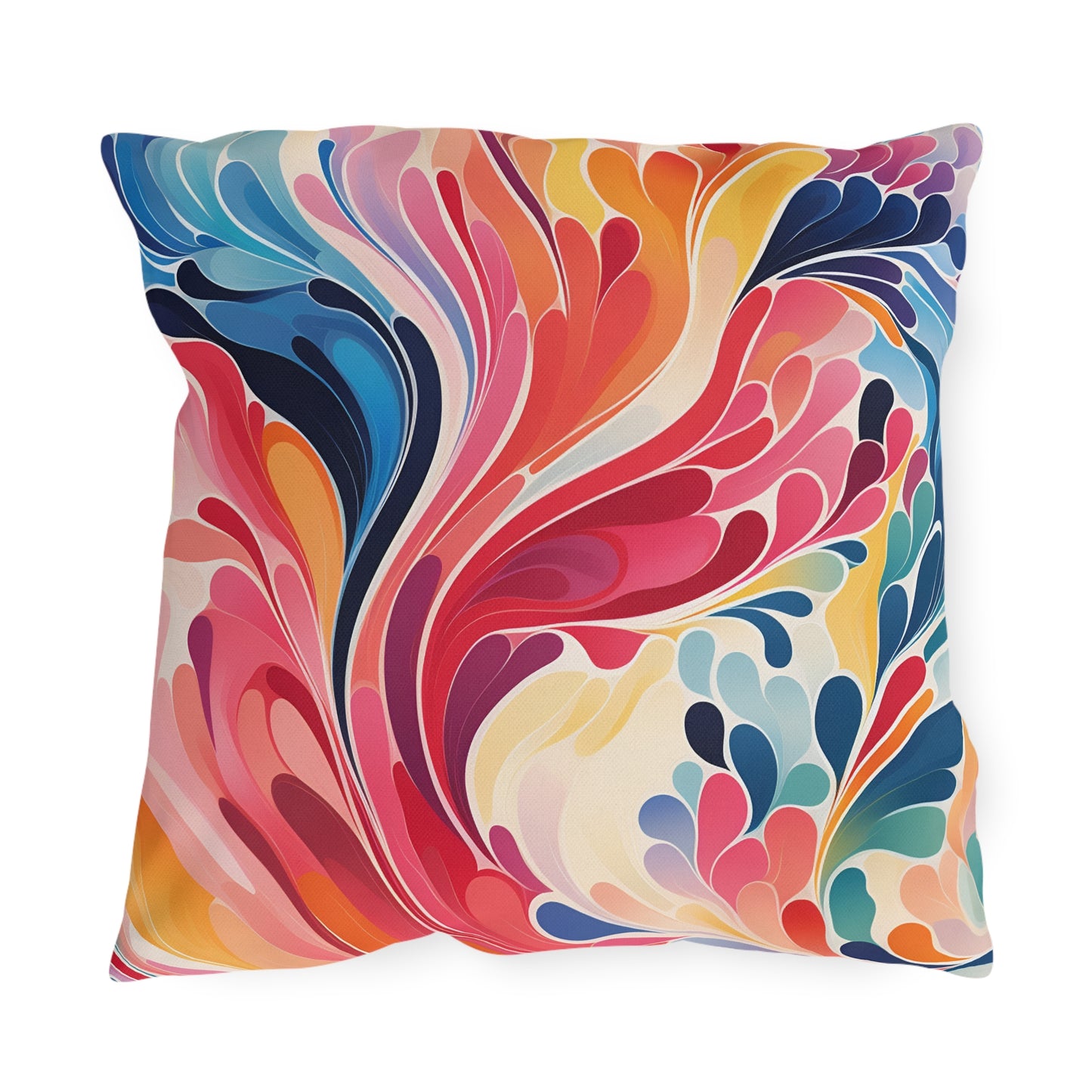 Vibrant Swirl Outdoor Pillow — Colorful Abstract Patio Cushion