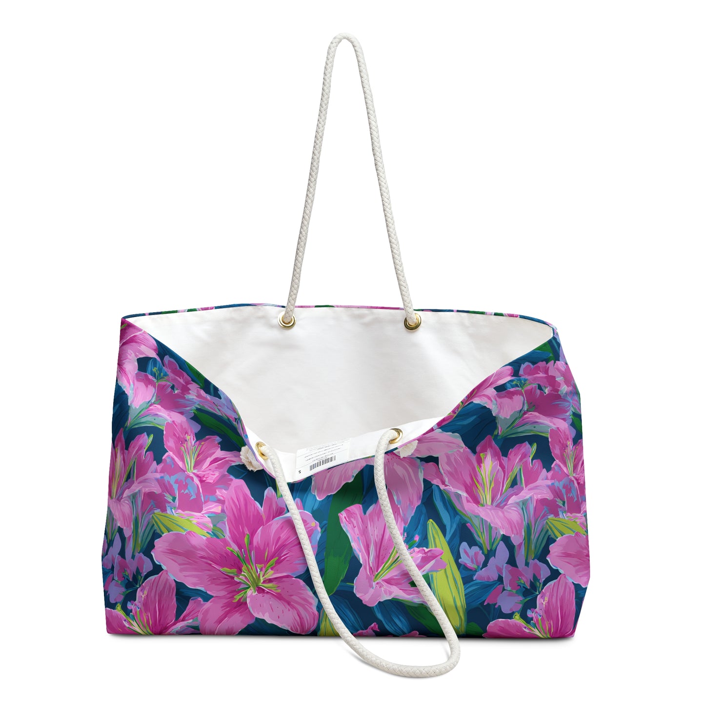 Pink Lily Floral Weekender Bag — Tropical Travel Tote for Beach & Getaways