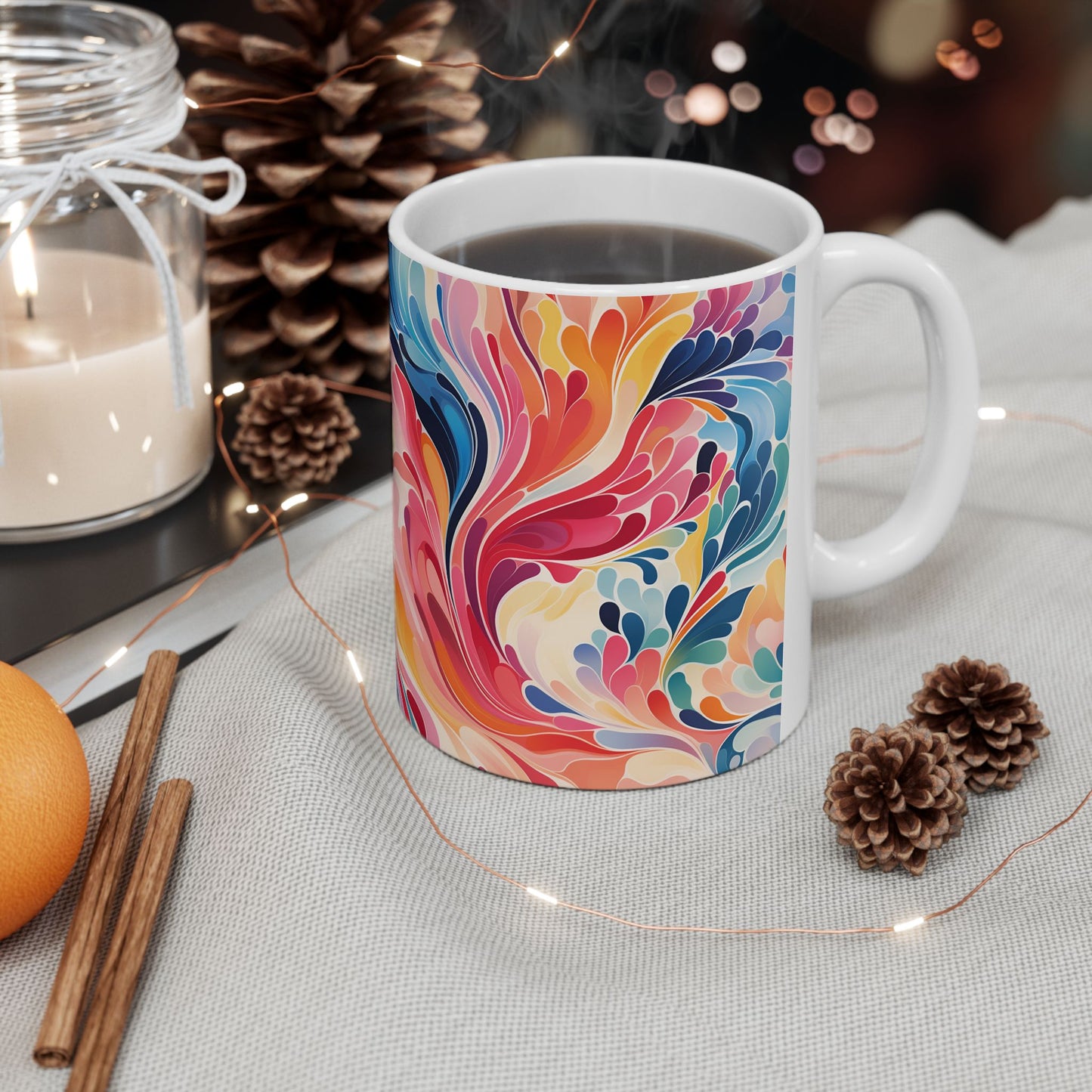 Colorful Abstract Swirl Ceramic Mug — Vibrant 11oz & 15oz Coffee Cup