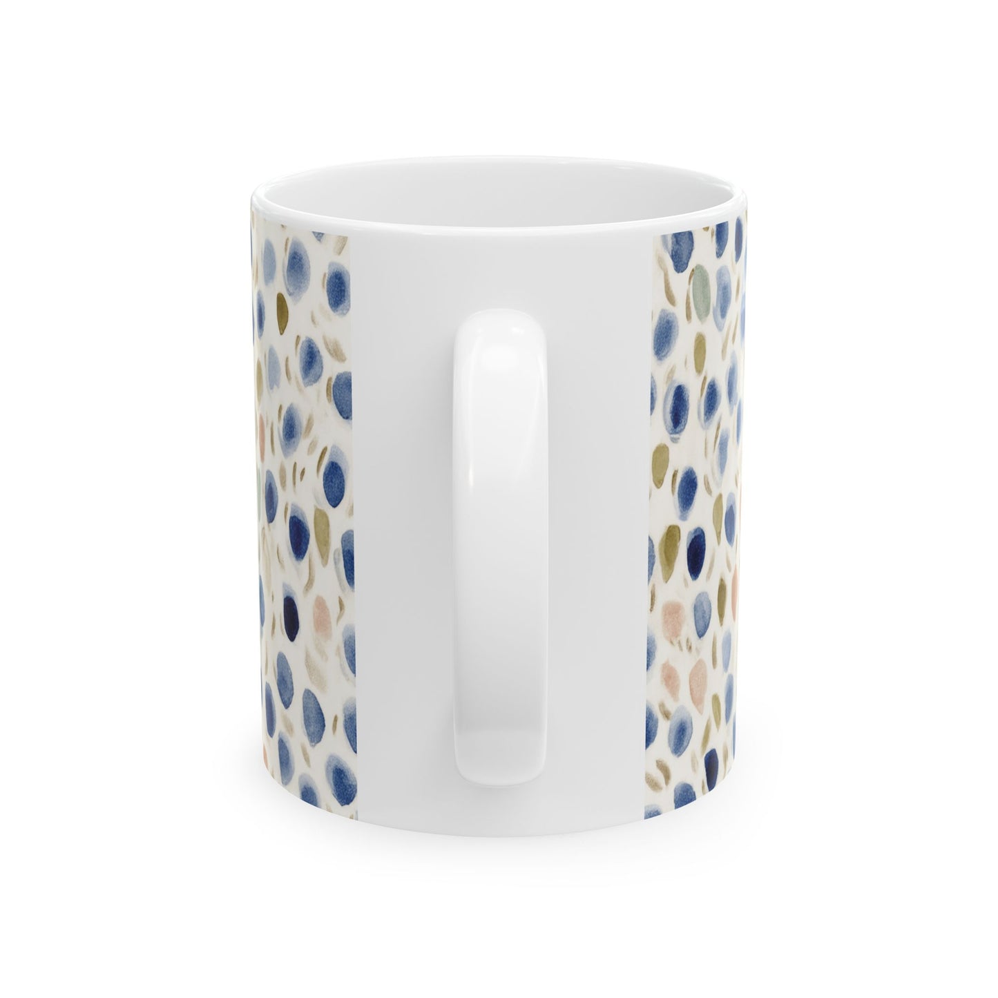 Blue Olive Watercolor Dot Ceramic Mug – Abstract Speckled Coffee Cup (11oz/15oz)