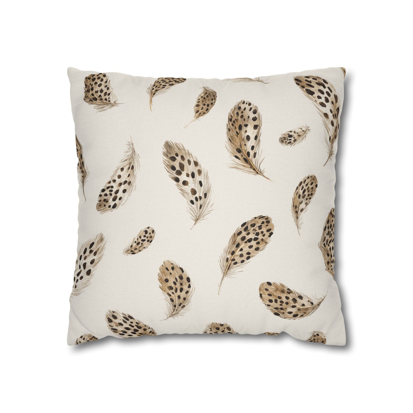 Feather Toss Decorative Pillowcase — Neutral Speckled Feathers Square Throw Pillow Cover