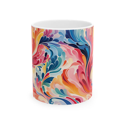 Colorful Abstract Swirl Ceramic Mug — Vibrant 11oz & 15oz Coffee Cup