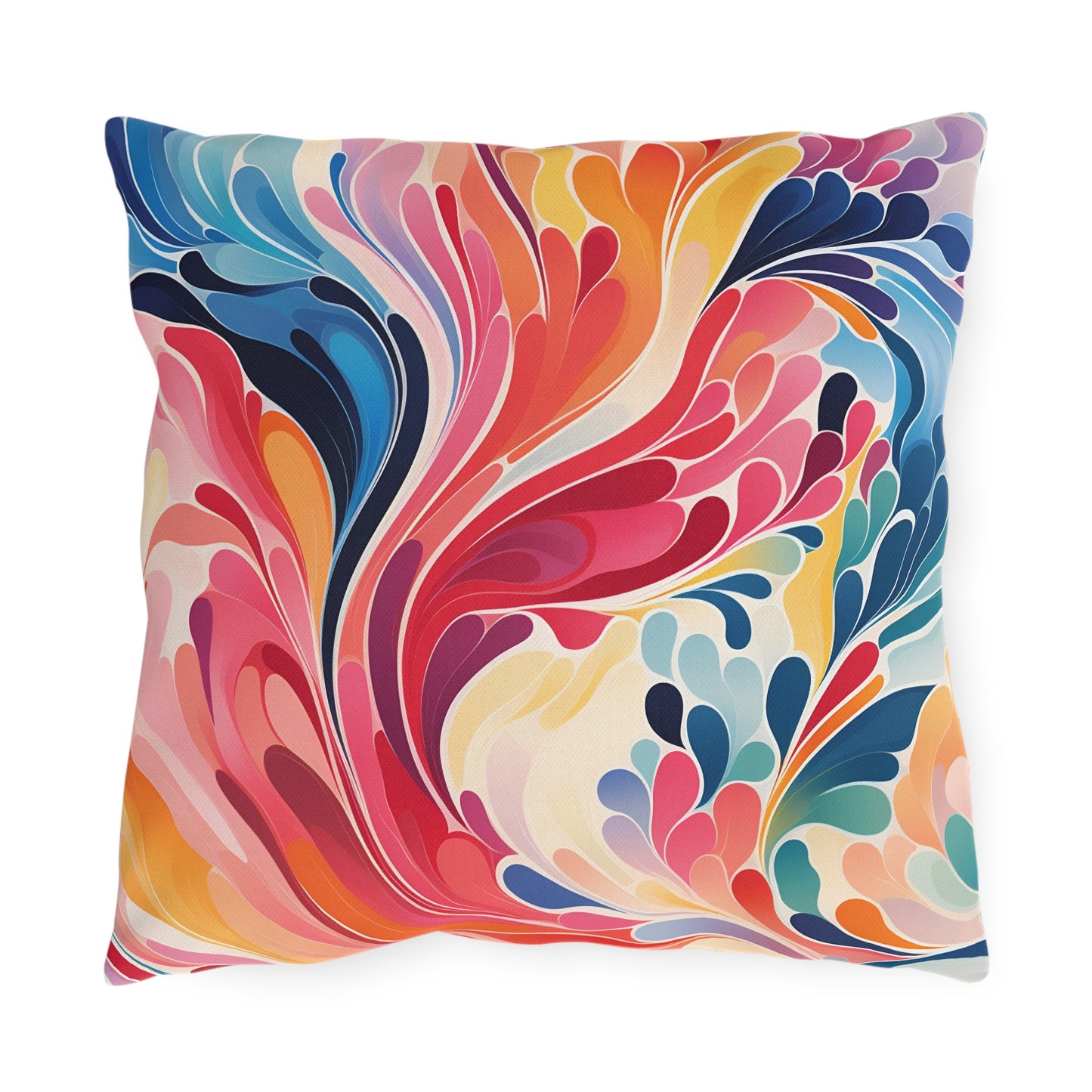 Vibrant Swirl Outdoor Pillow — Colorful Abstract Patio Cushion