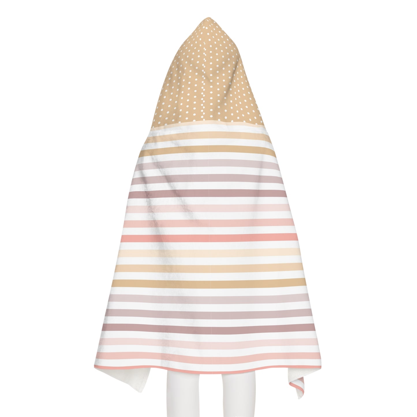 Youth Hooded Towel - Neutral Striped & Polka Dot Swim Cover-Up for Kids