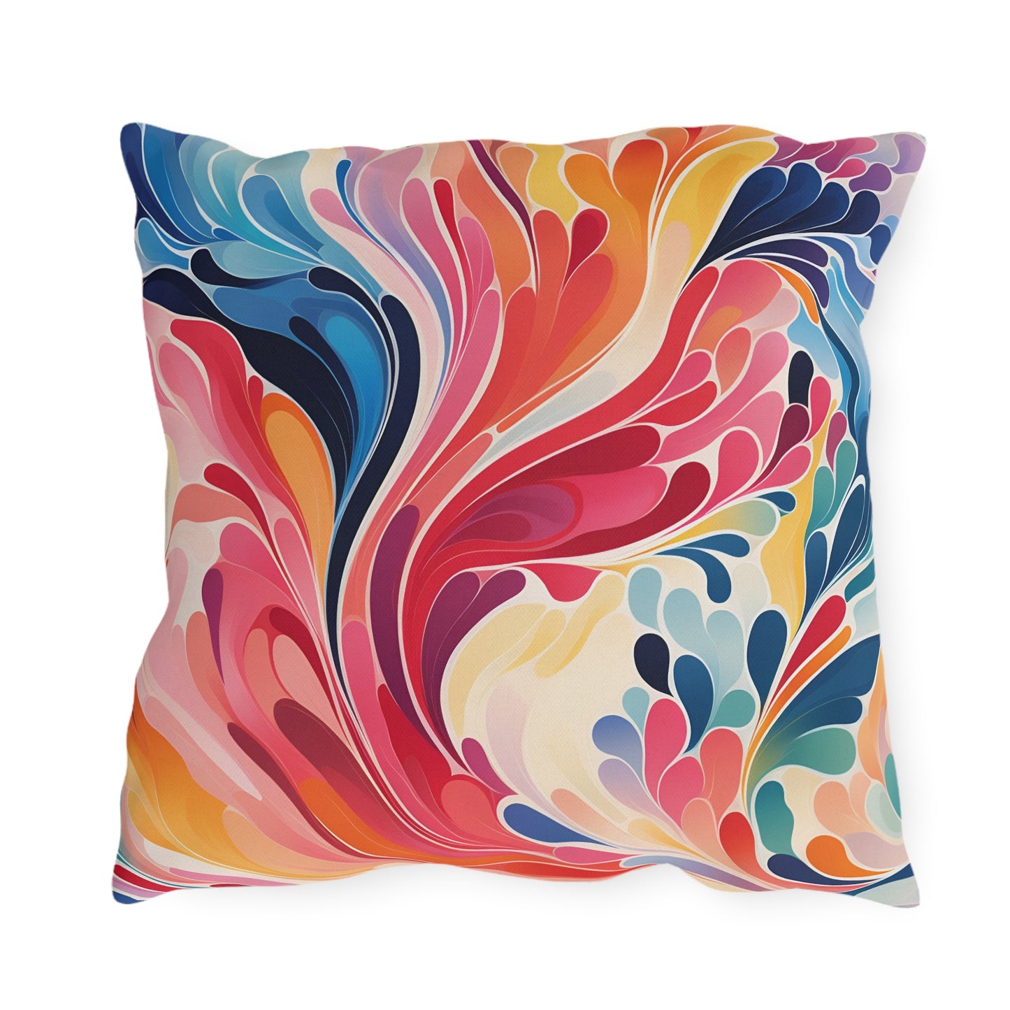 Vibrant Swirl Outdoor Pillow — Colorful Abstract Patio Cushion