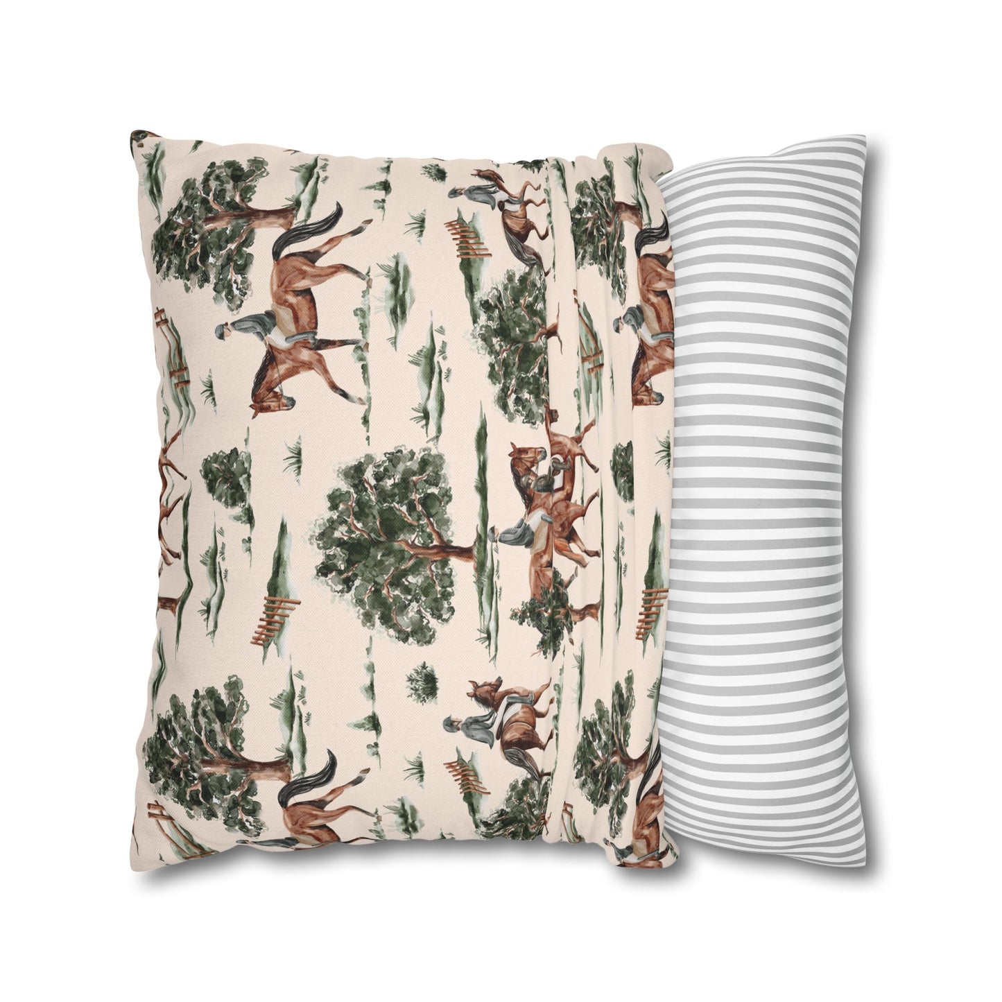 Equestrian Decorative Pillow Cover — Horse Riding Pattern