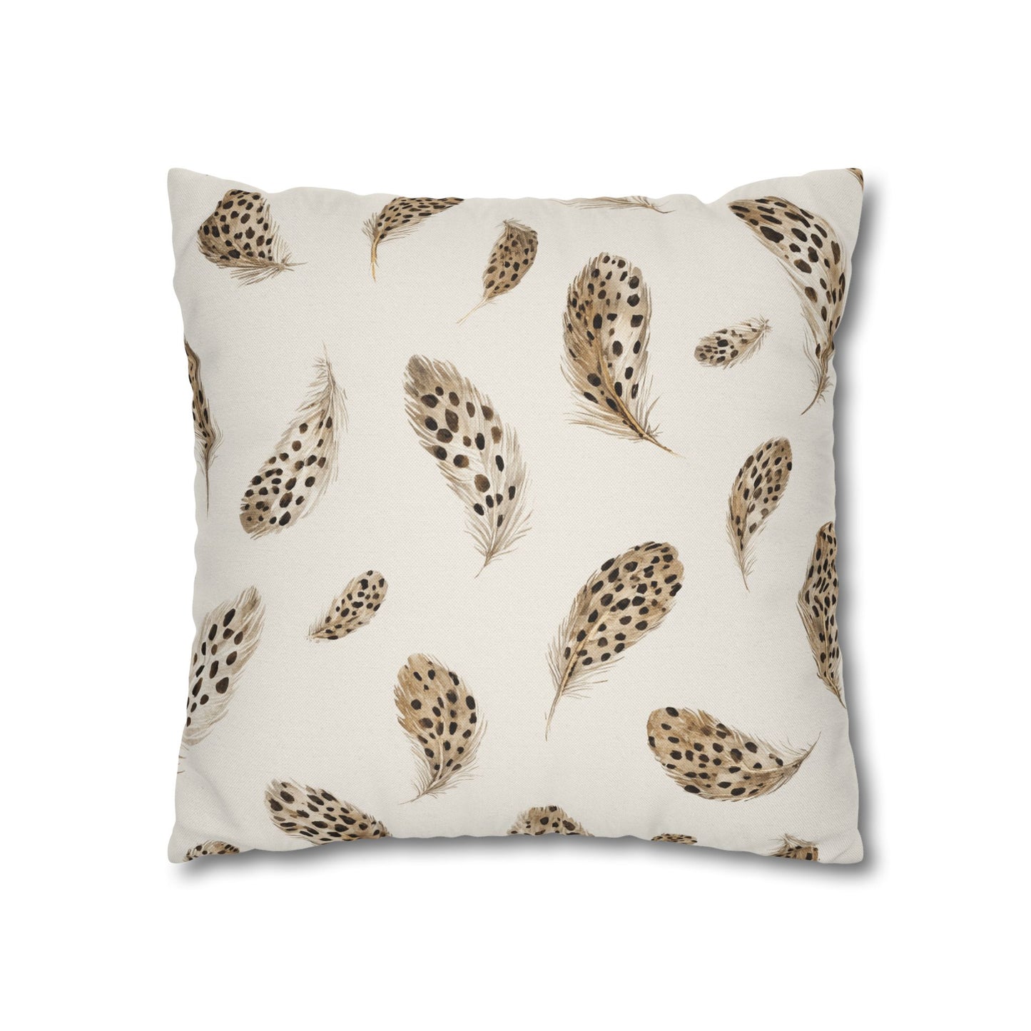 Feather Toss Decorative Pillowcase — Neutral Speckled Feathers Square Throw Pillow Cover
