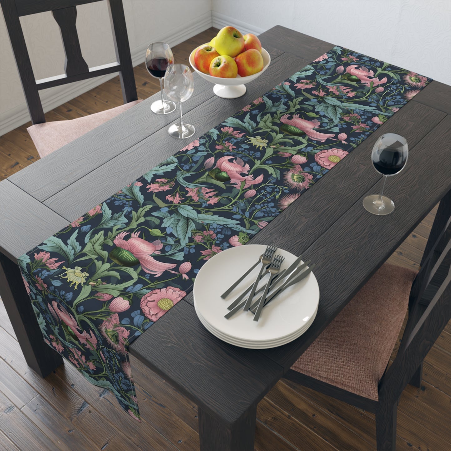 Floral Cotton-Poly Table Runner — Botanical Floral Table Runner