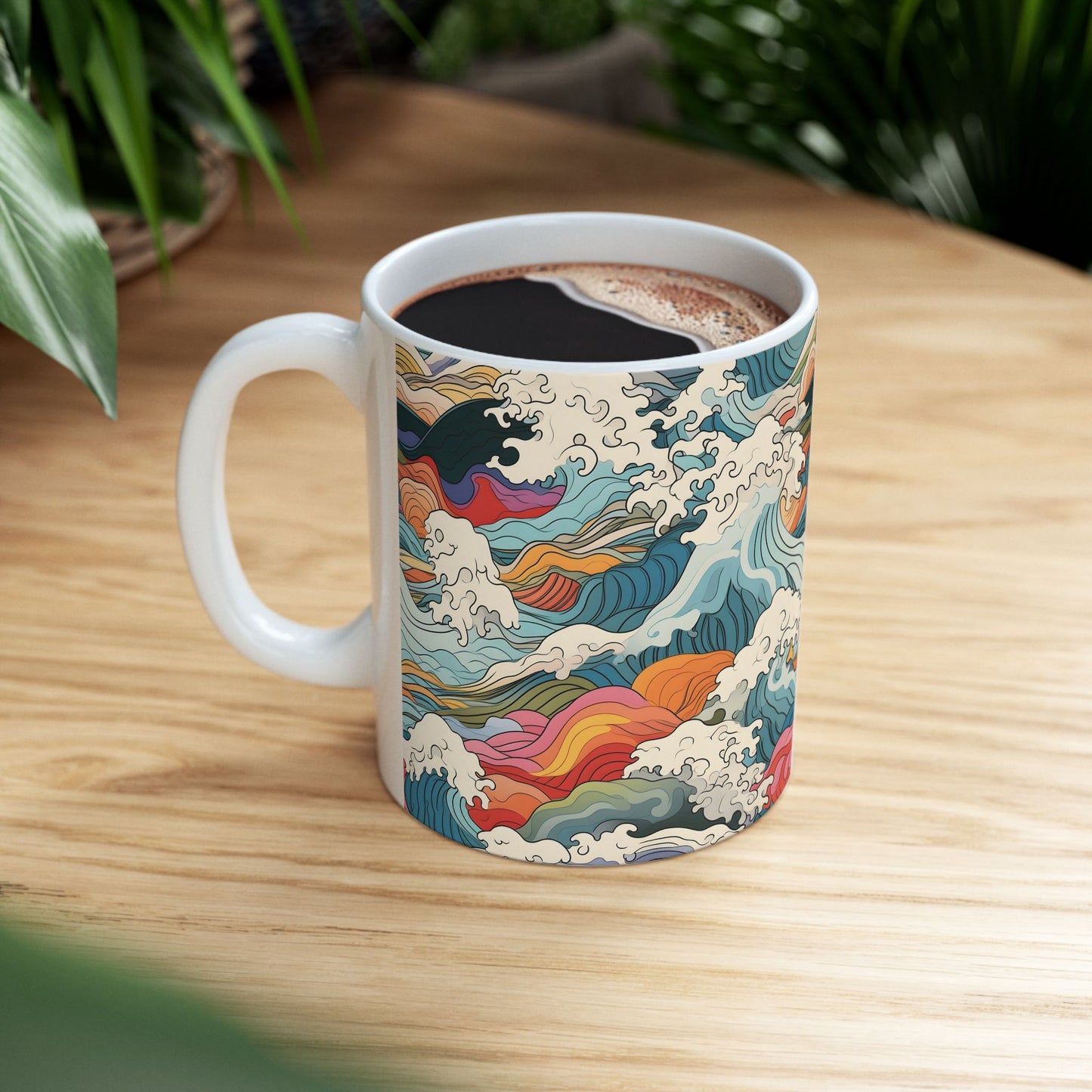 Ceramic Mug — Colorful Abstract Ocean Waves 11oz/15oz