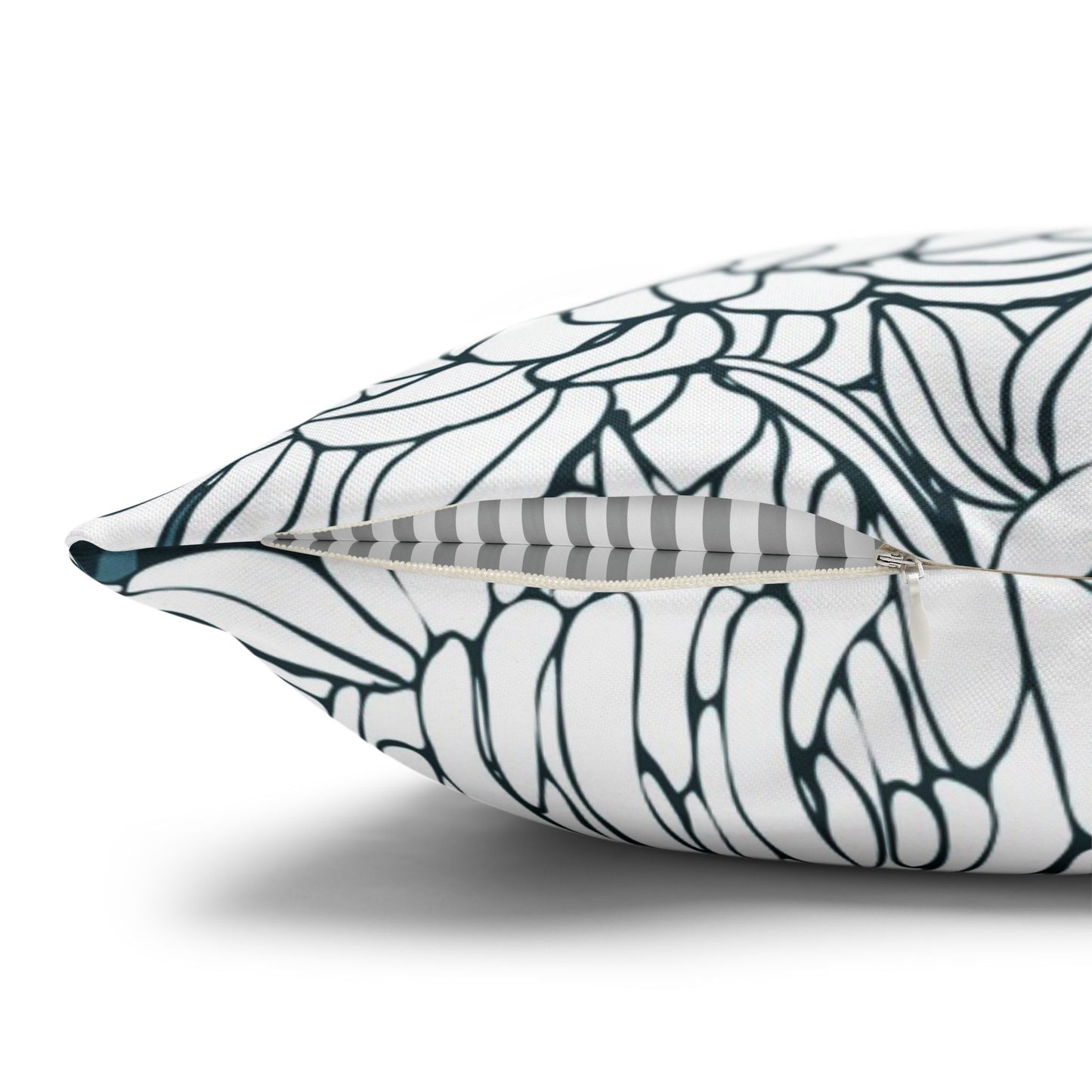 Chrysanthemum Floral Pillowcase — Navy & White Decorative Throw Pillow