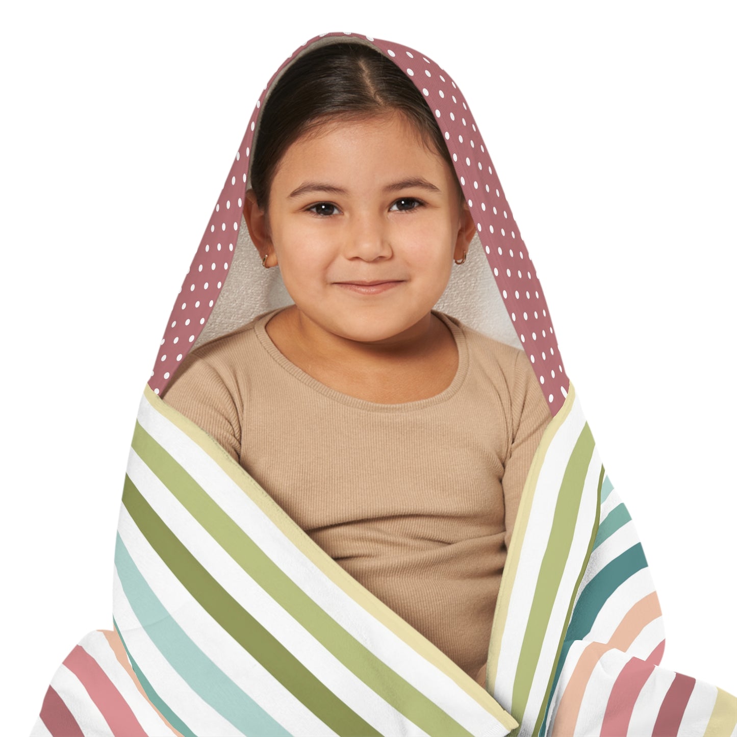 Turquoise Polka Dot Youth Hooded Towel — Striped Hood Beach & Pool Wrap for Kids