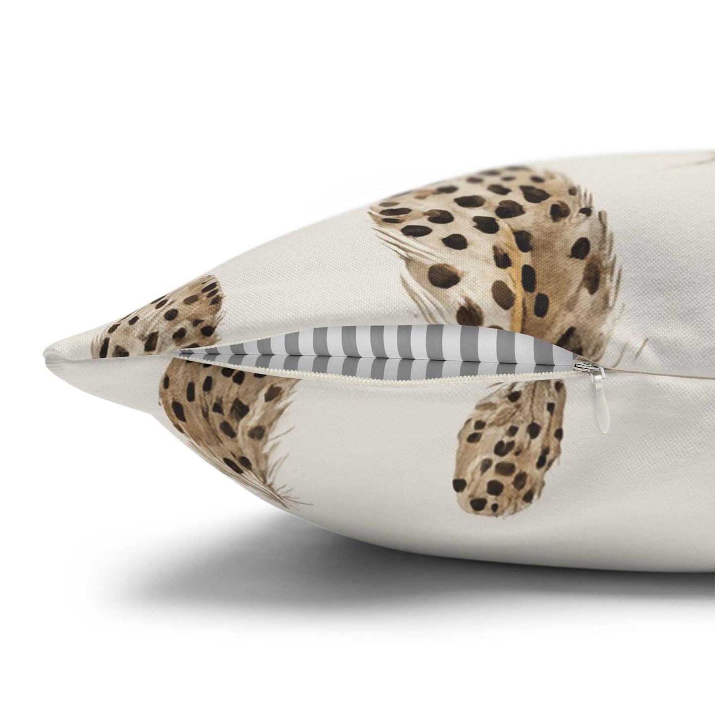 Feather Toss Decorative Pillowcase — Neutral Speckled Feathers Square Throw Pillow Cover