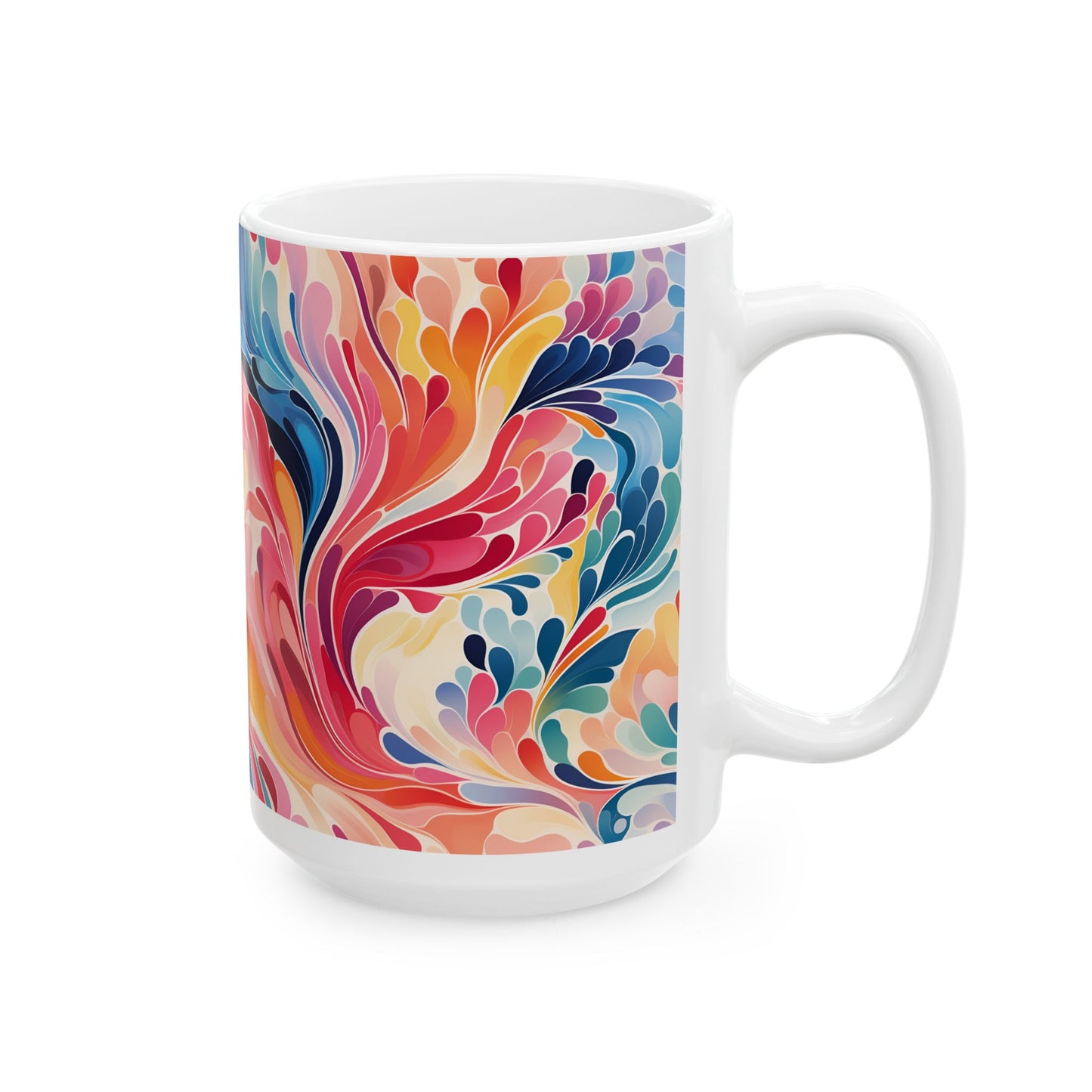 Colorful Abstract Swirl Ceramic Mug — Vibrant 11oz & 15oz Coffee Cup