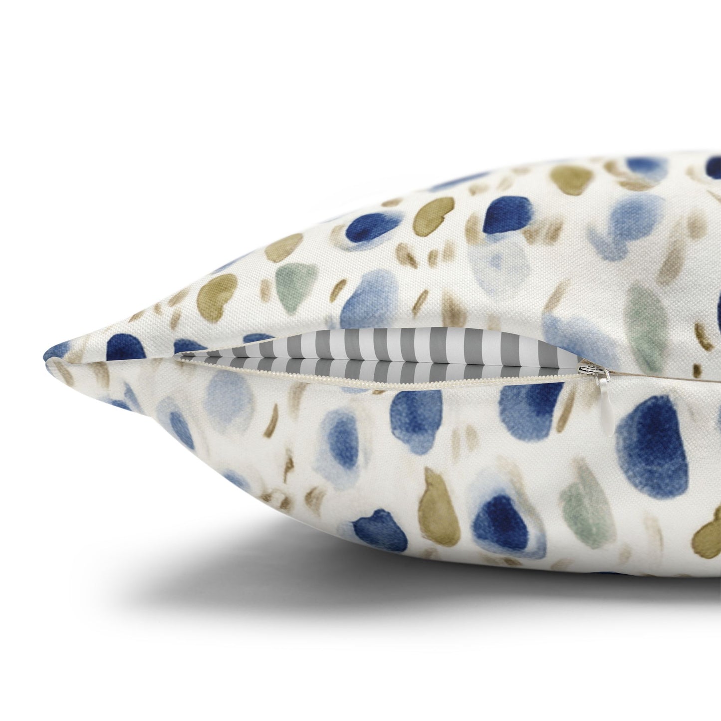 Watercolor Pebble Pattern Pillowcase — Blue & Neutral Square Throw Pillow Cover