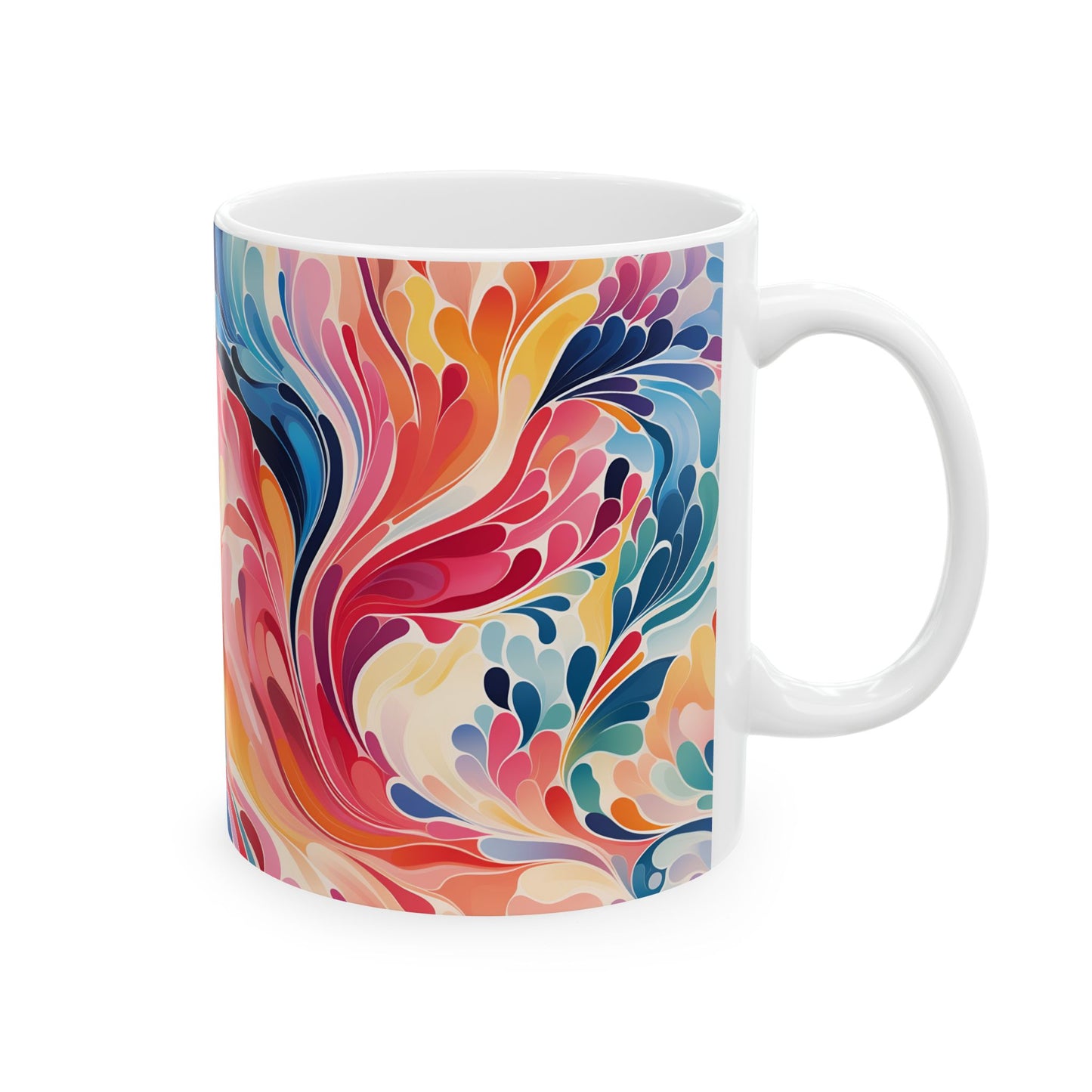 Colorful Abstract Swirl Ceramic Mug — Vibrant 11oz & 15oz Coffee Cup