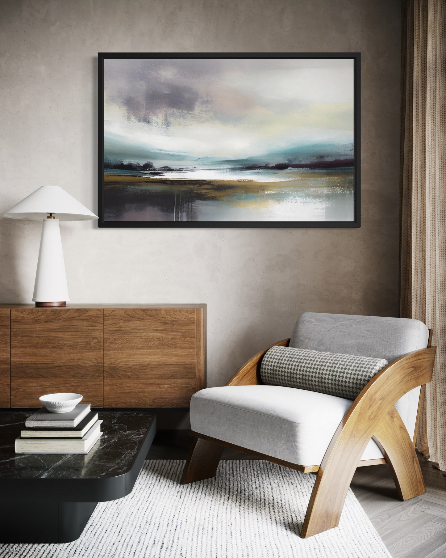 Quiet Shore – Framed Coastal Abstract Landscape Print