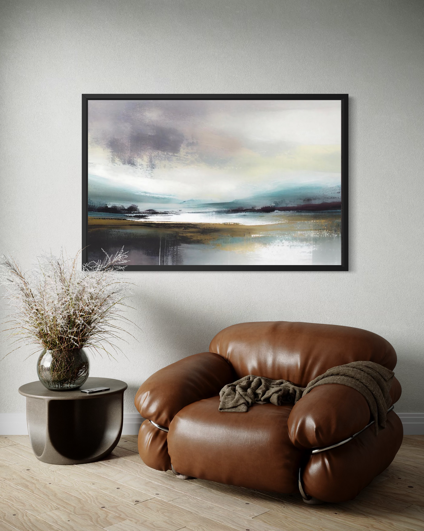 Quiet Shore – Framed Coastal Abstract Landscape Print