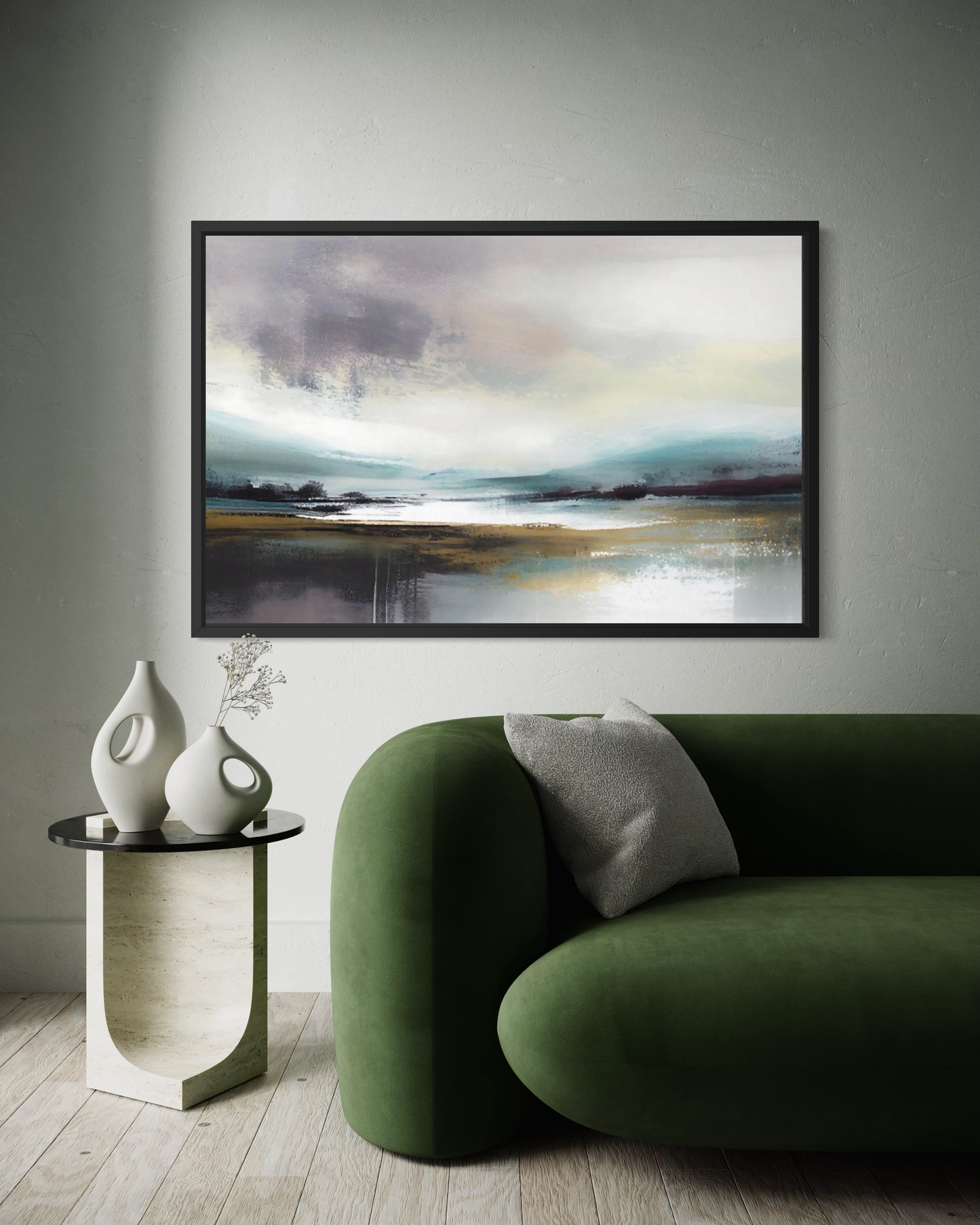 Quiet Shore – Framed Coastal Abstract Landscape Print