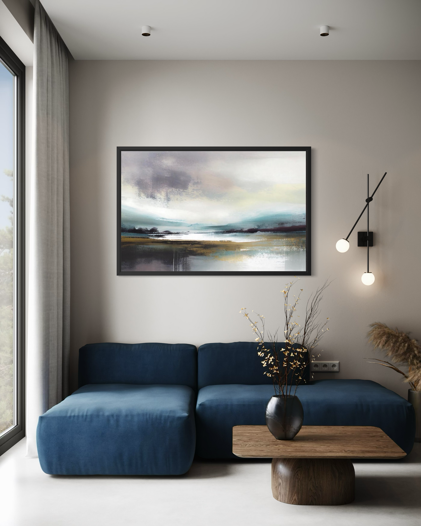 Quiet Shore – Framed Coastal Abstract Landscape Print