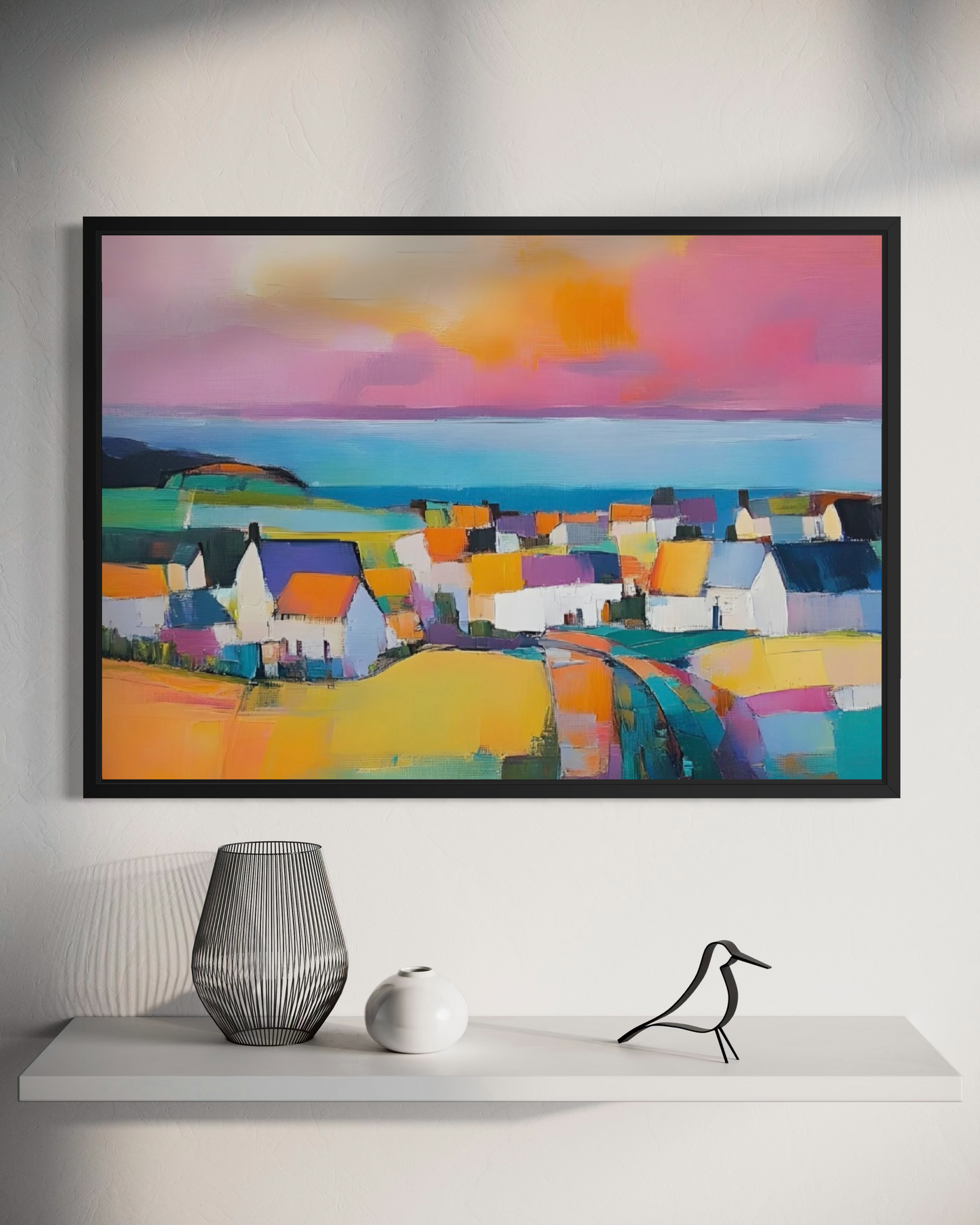 Where the Sea Meets the Town Fine Art Print | Premium Wood Frame