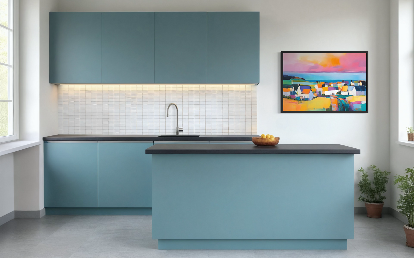 Where the Sea Meets the Town Fine Art Print | Premium Wood Frame