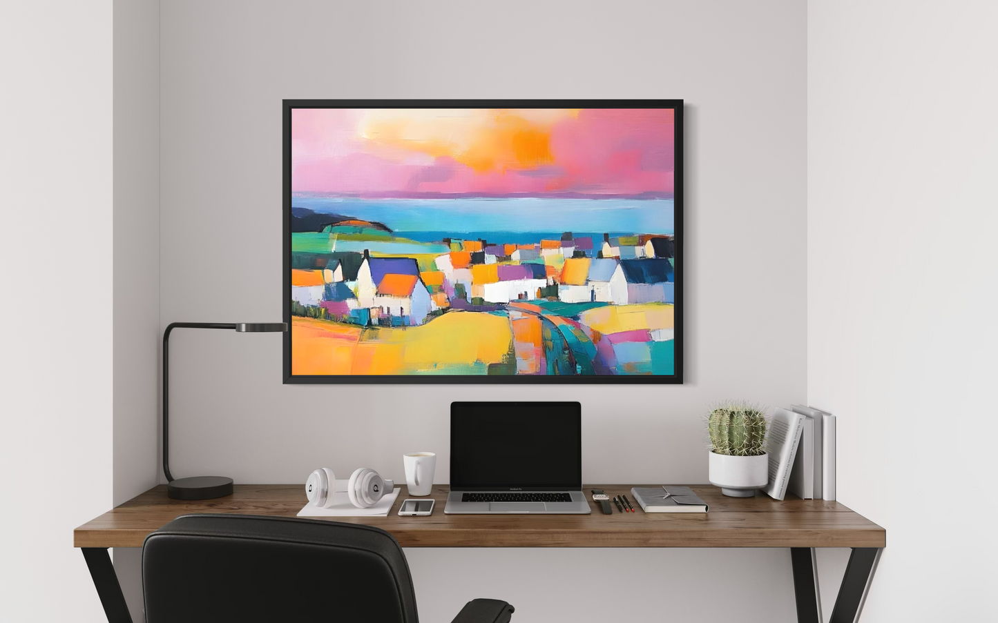 Where the Sea Meets the Town Fine Art Print | Premium Wood Frame