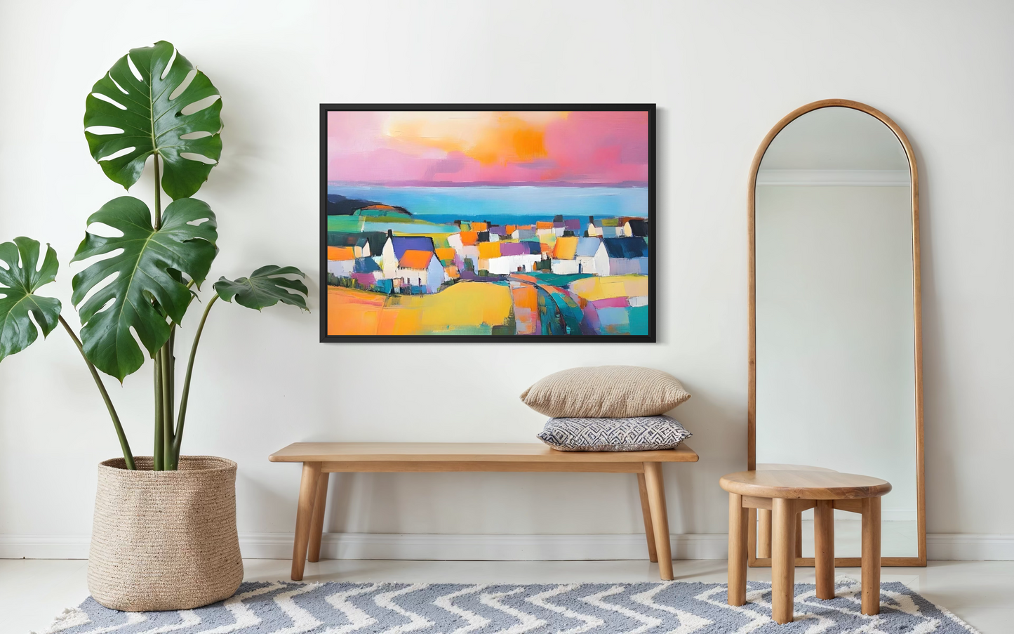 Where the Sea Meets the Town Fine Art Print | Premium Wood Frame