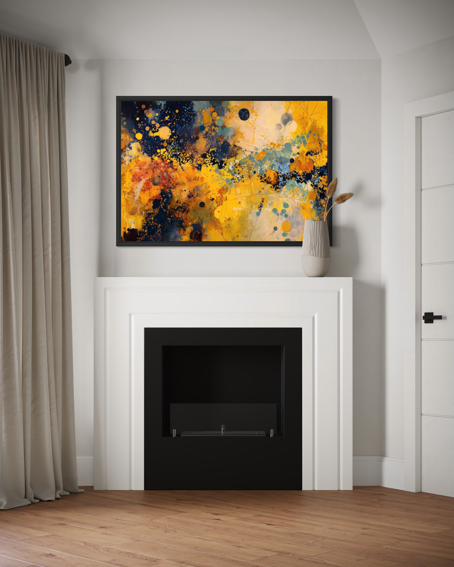 Golden Collision Mounted Framed Fine Art | Bold Modern Art Print