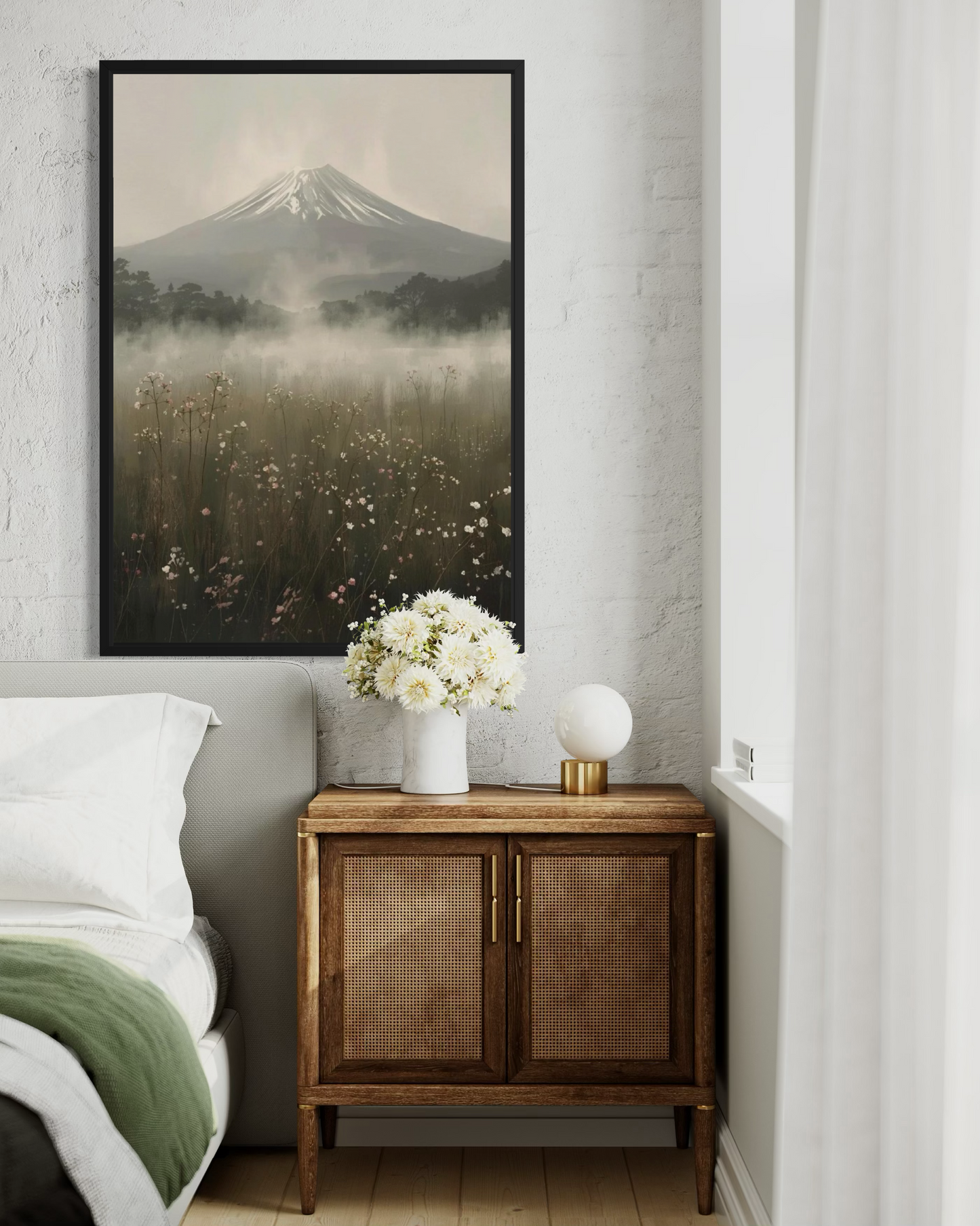 Mt. Fuji Framed Fine Art Print – Museum-Quality Oak/Ash Wood Frame, Ready-to-Hang