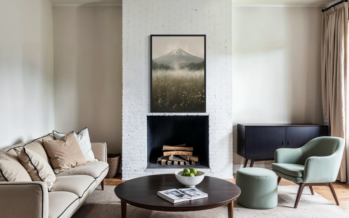 Mt. Fuji Framed Fine Art Print – Museum-Quality Oak/Ash Wood Frame, Ready-to-Hang