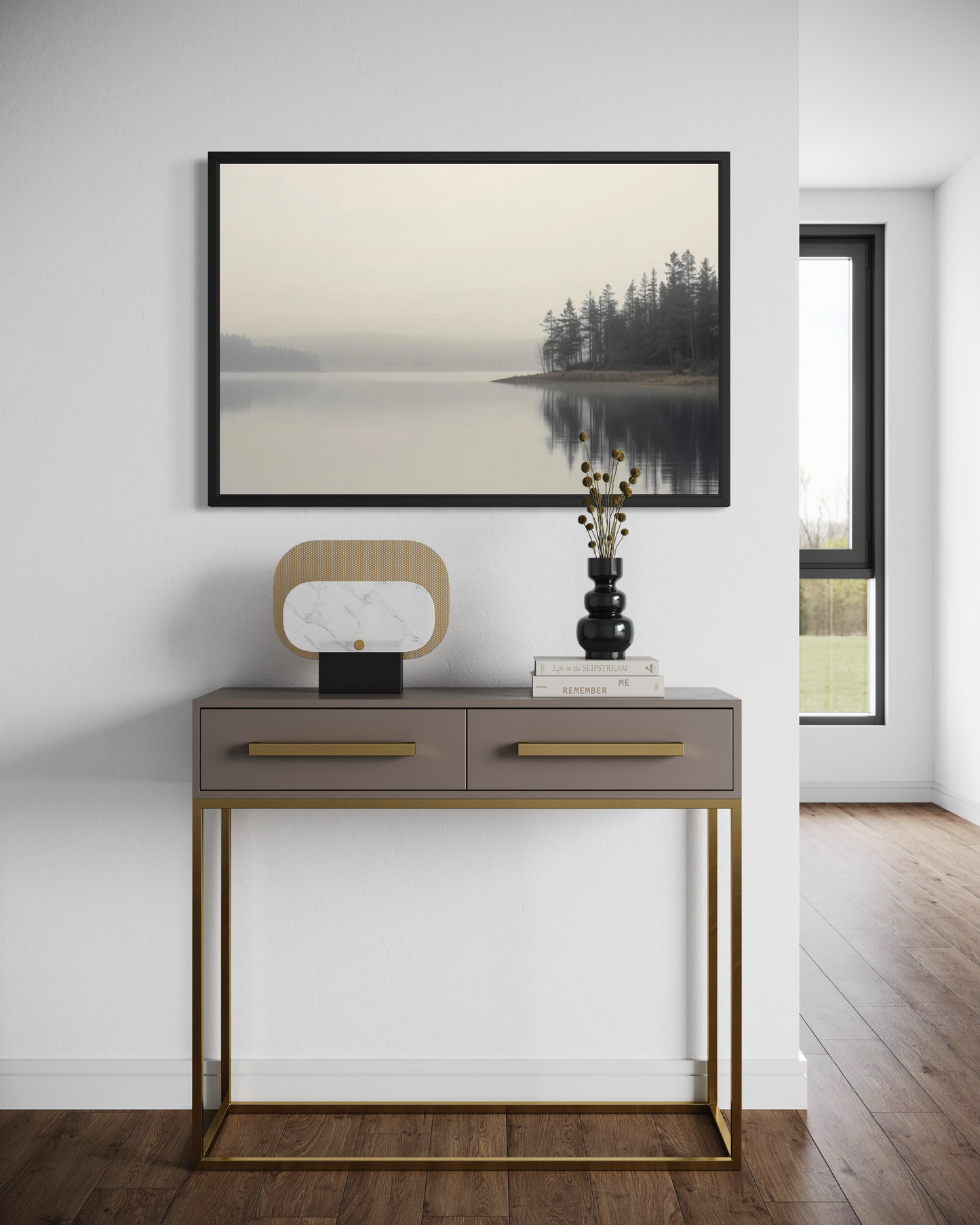Whispering Lake Tranquility Framed Fine Art Print | Premium Oak/Ash Wood Frame