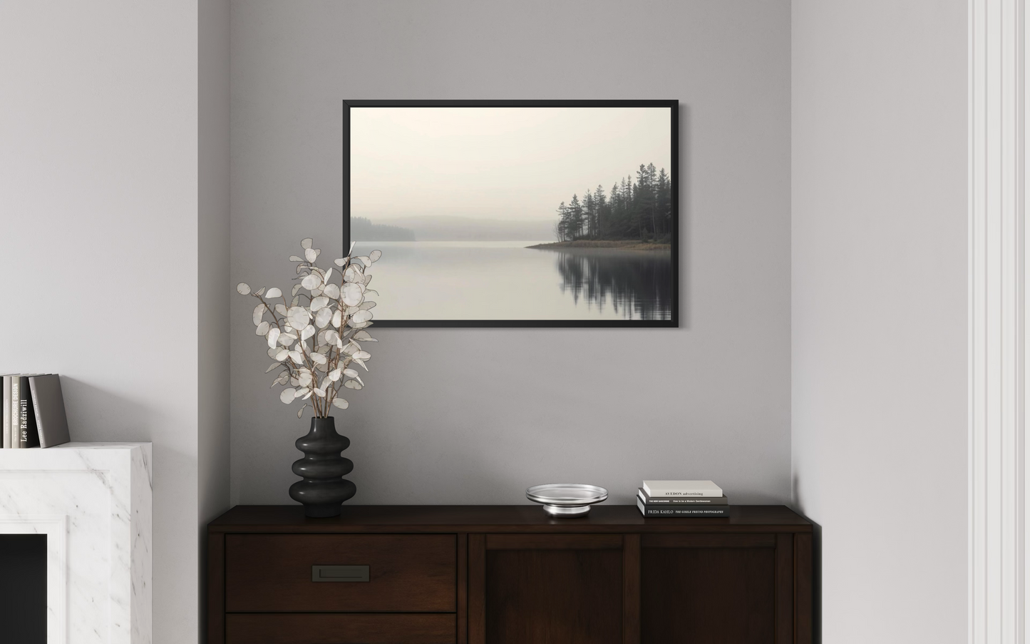 Whispering Lake Tranquility Framed Fine Art Print | Premium Oak/Ash Wood Frame