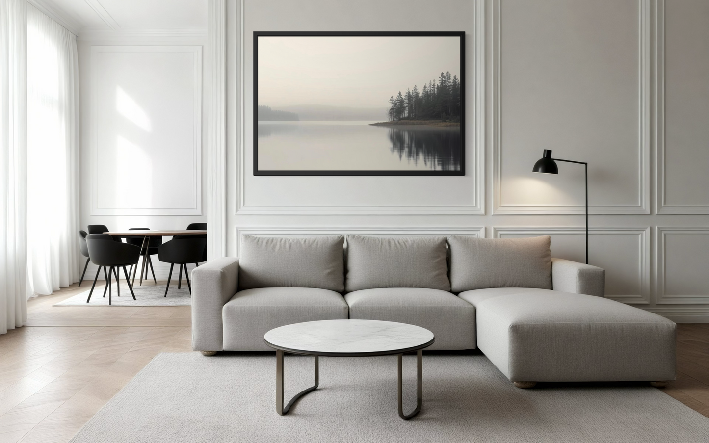 Whispering Lake Tranquility Framed Fine Art Print | Premium Oak/Ash Wood Frame