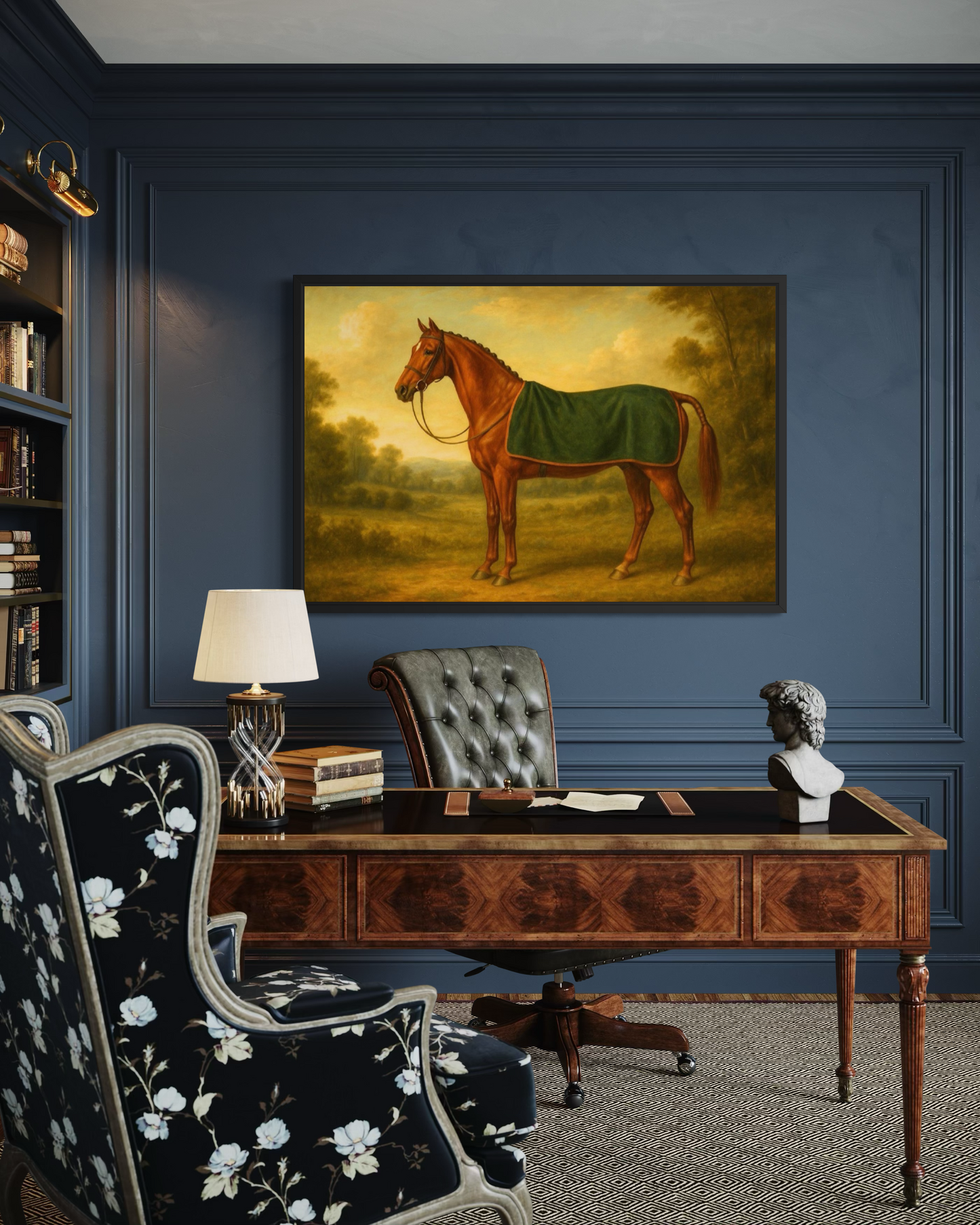 Vintage Chestnut Horse Portrait -Framed Print