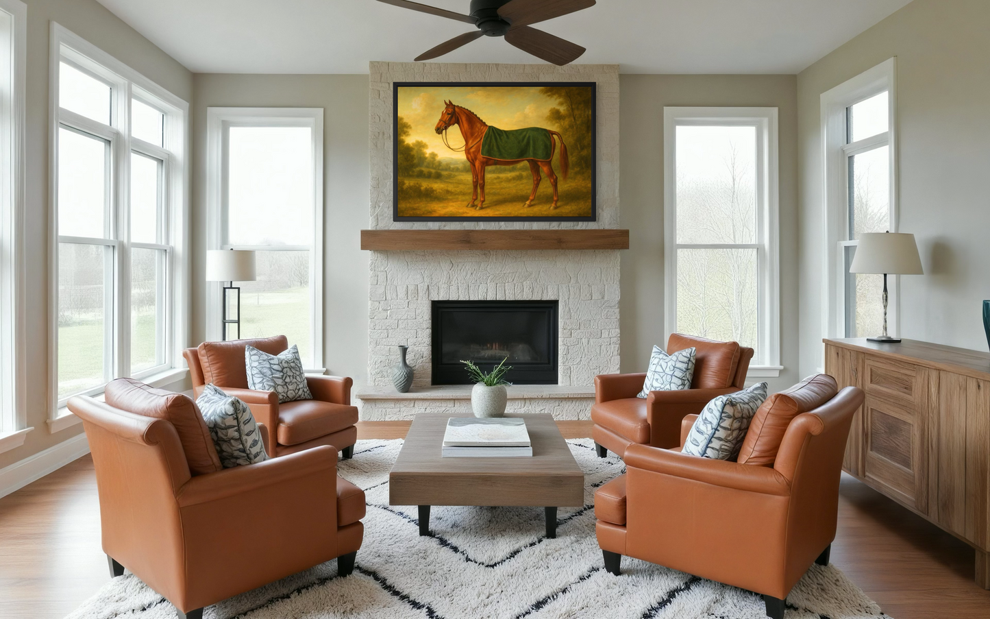 Vintage Chestnut Horse Portrait -Framed Print