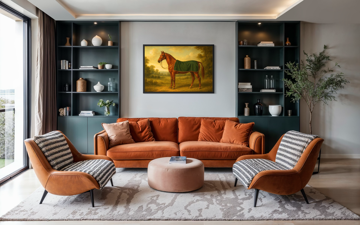 Vintage Chestnut Horse Portrait -Framed Print