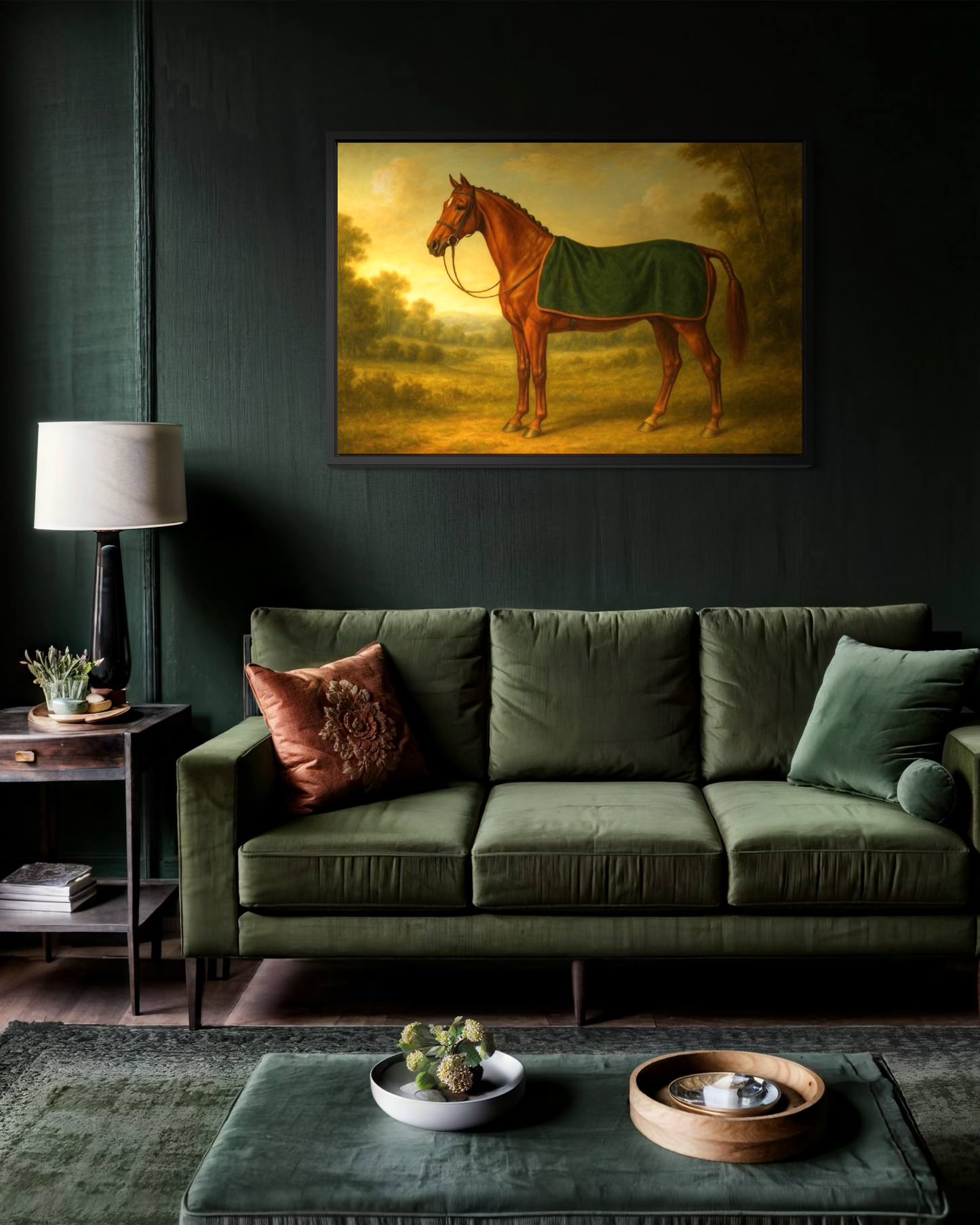 Vintage Chestnut Horse Portrait -Framed Print