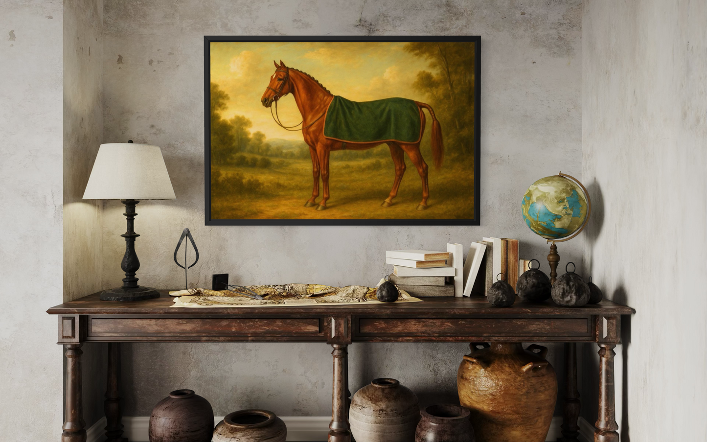 Vintage Chestnut Horse Portrait -Framed Print