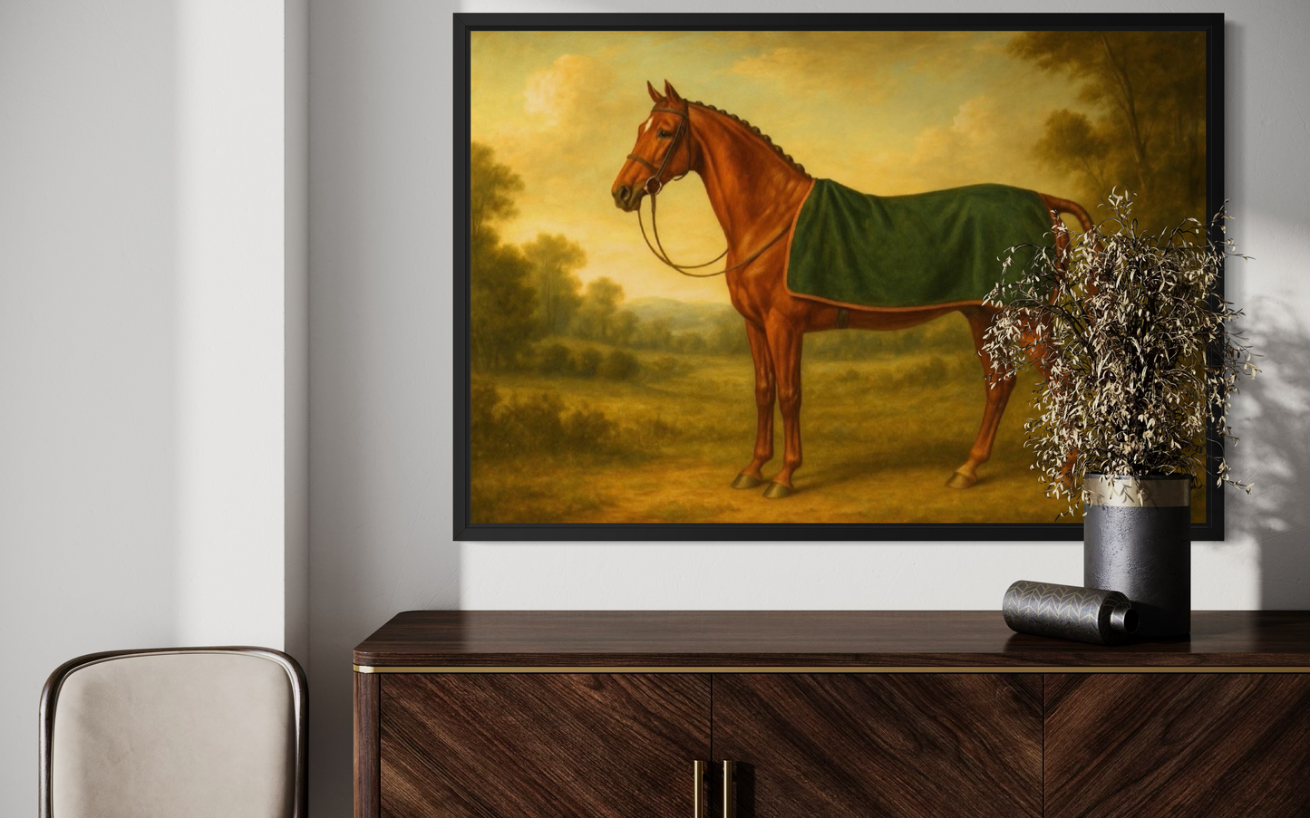 Vintage Chestnut Horse Portrait -Framed Print