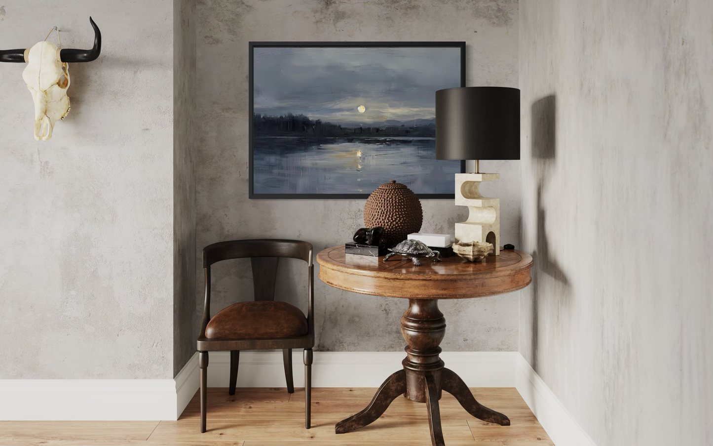 Moonlight Reflection Fine Art Framed Print | Oak/Ash Wood Frame | Ready-to-Hang Wall Art