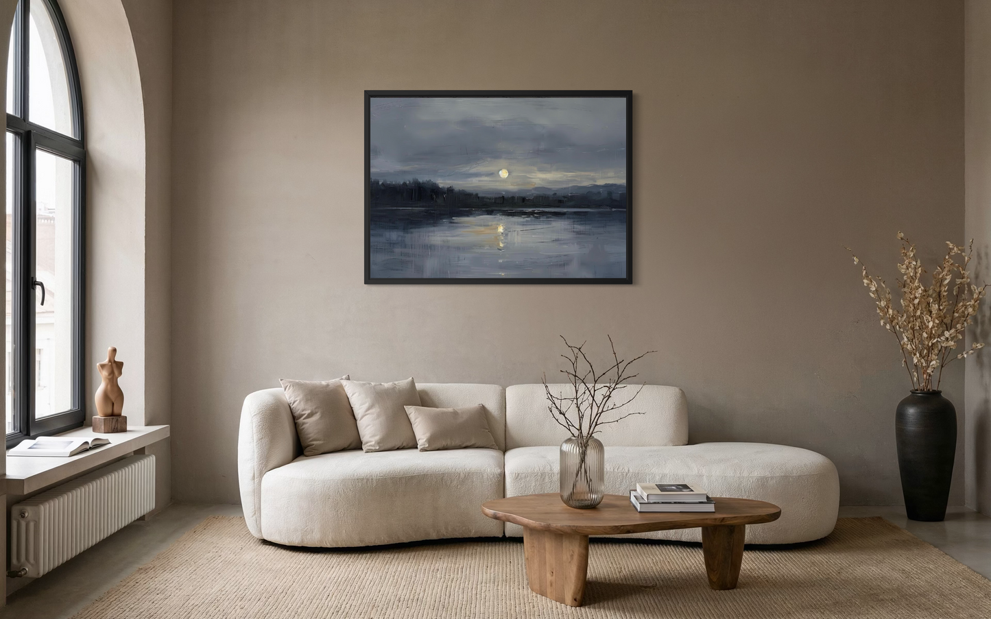 Moonlight Reflection Fine Art Framed Print | Oak/Ash Wood Frame | Ready-to-Hang Wall Art