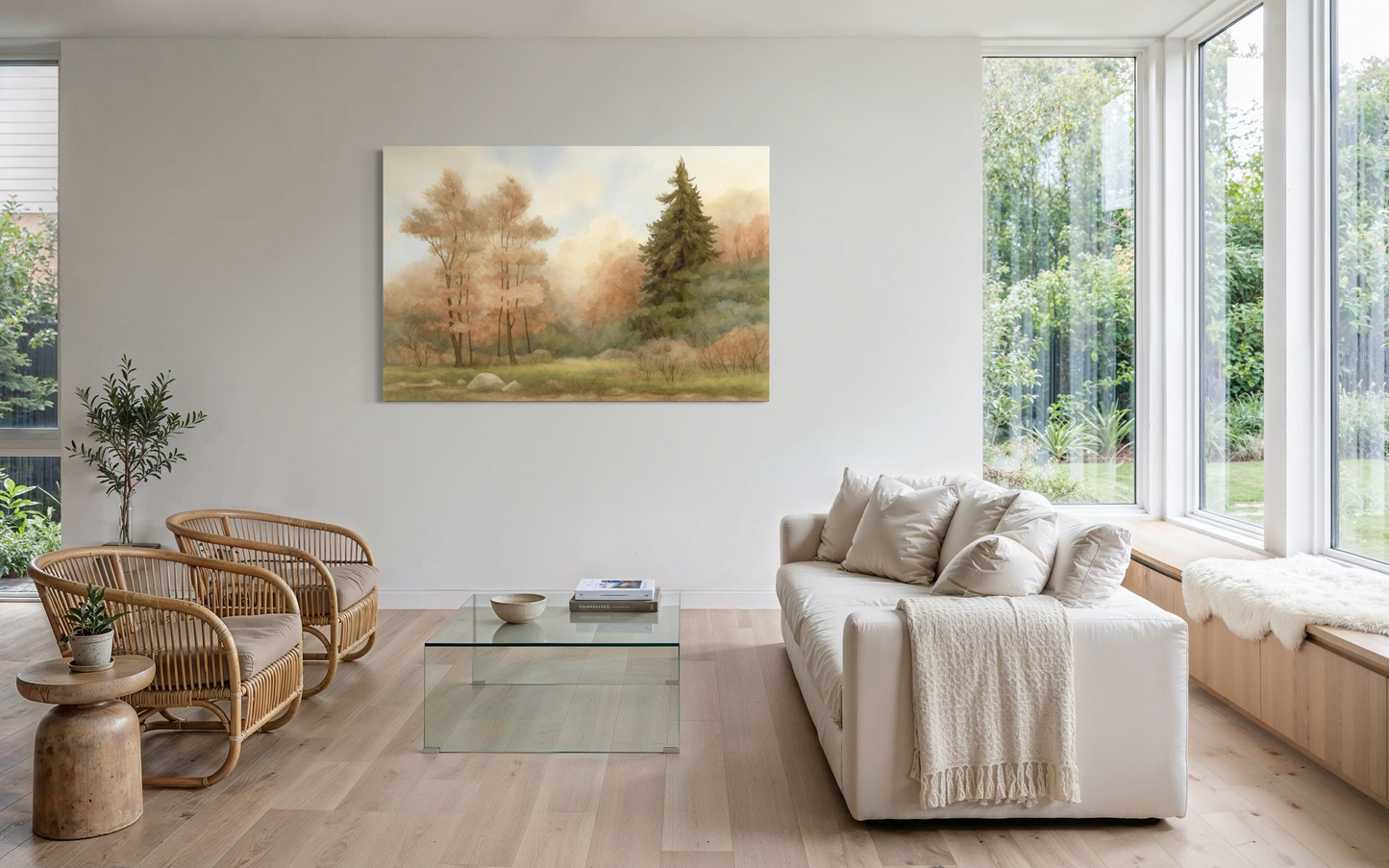 Woodland Landscape – Neutral Forest Framed Wall Art