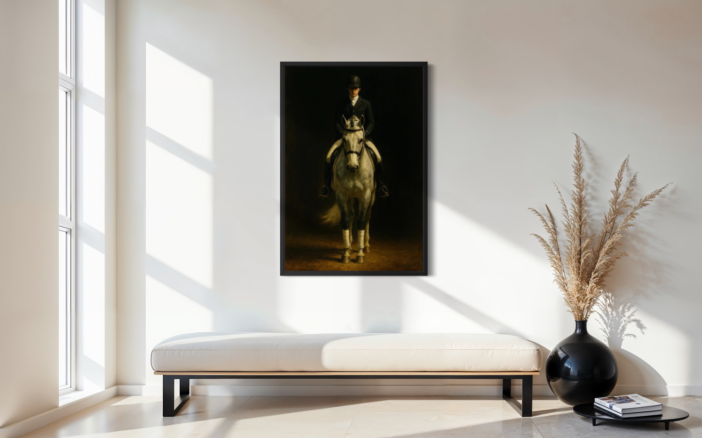 Rider in the Spotlight – Dramatic Dressage Horse & Rider Fine Art Print