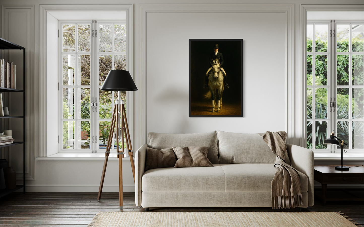 Rider in the Spotlight – Dramatic Dressage Horse & Rider Fine Art Print